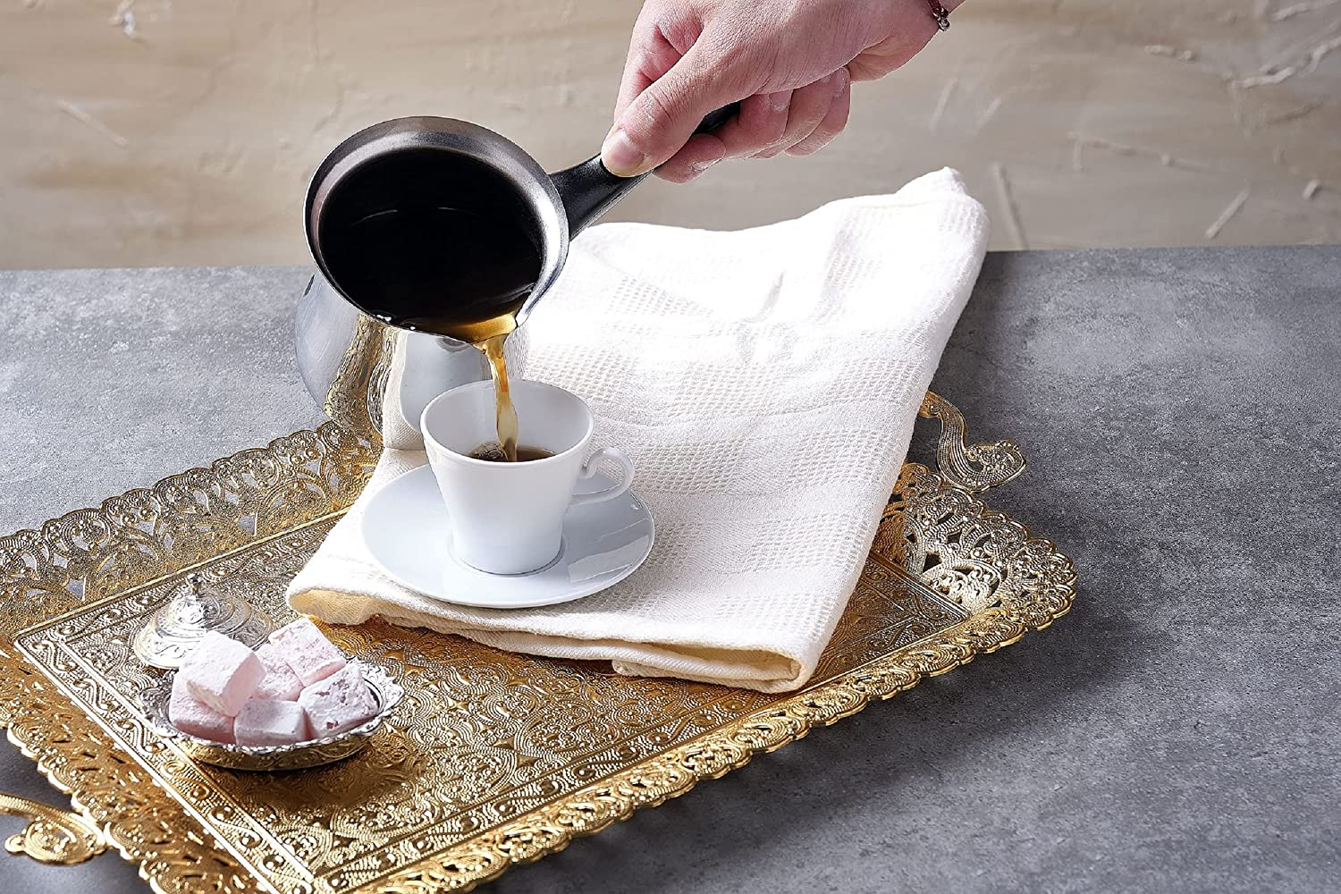 DESTALYA Turkish Coffee Pot Stainless Steel | Ibrik Cezve Briki Arabic Greek Pot, Chocolate Milk Warmer, Sauce Maker | Small Hot Pot with Spout for Stove Top (Coffee Pot Black) image number 1