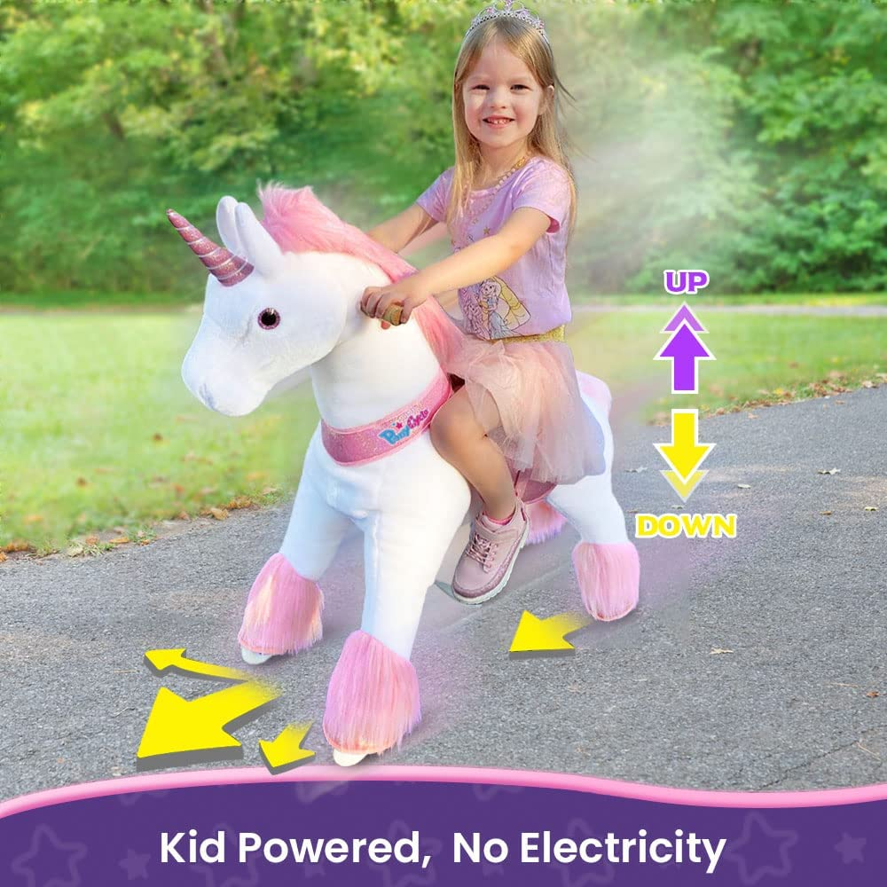Ponycycle Official Classic U Series Ride on Horse Toy Plush Walking Animal Pink Unicorn U4 for Age 4-9 U402 image number 3