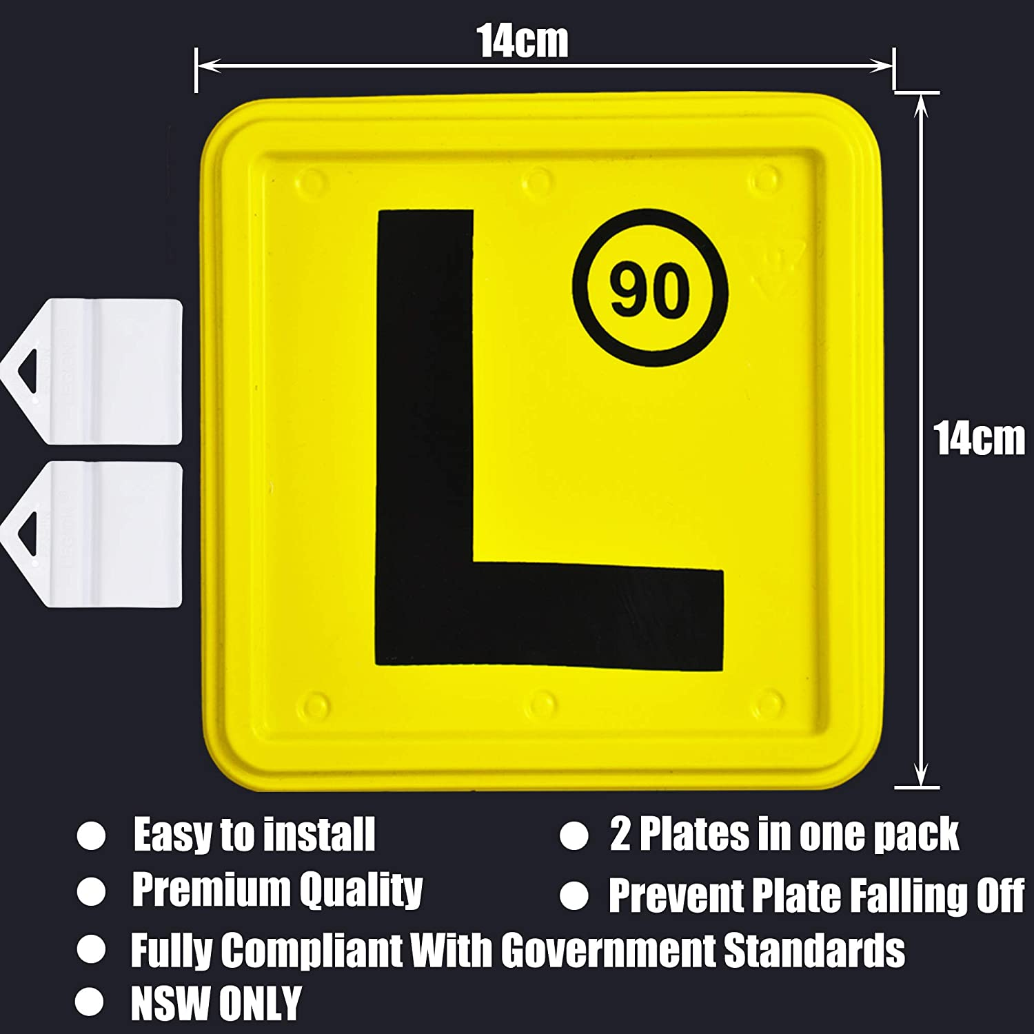 2PCS Plastic L Plate with Speed Limit Display for NSW Holder Set image number 1