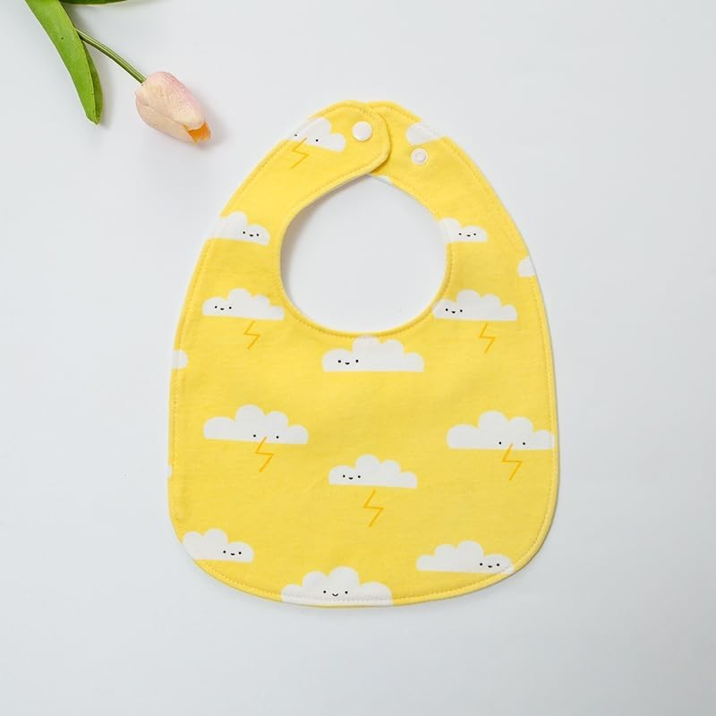 3-Pack Cotton Baby Bibs for Eating - Lightweight Toddler Feeding Bibs, Mess Proof, Food-Grade Baby Eating Essentials, Easy to Put on & Clean image number 5