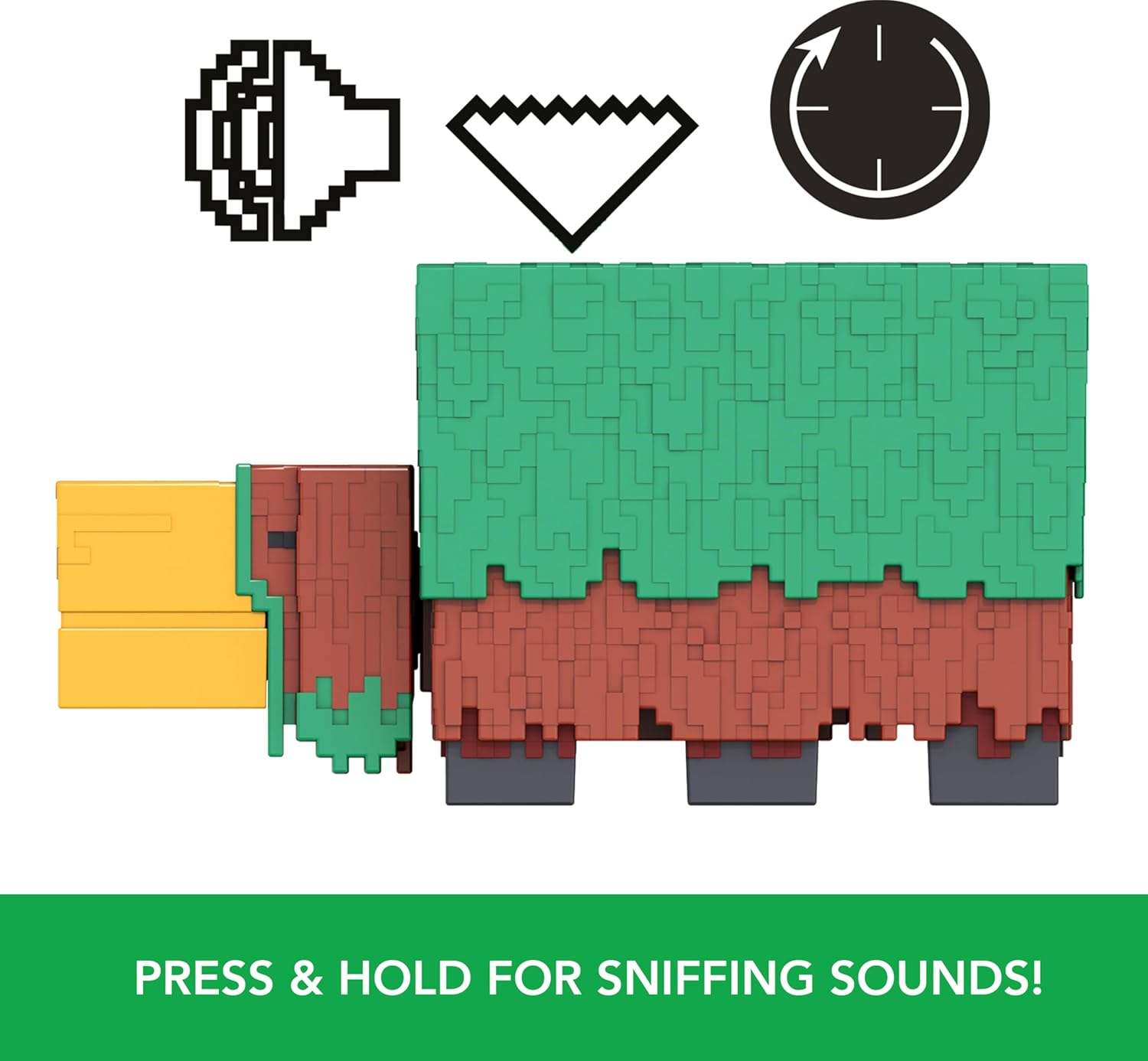 Mattel Minecraft Sniffer Action Figure, 3.25-Inch Scale with Game-Accurate Sounds & Pixelated Design image number 2