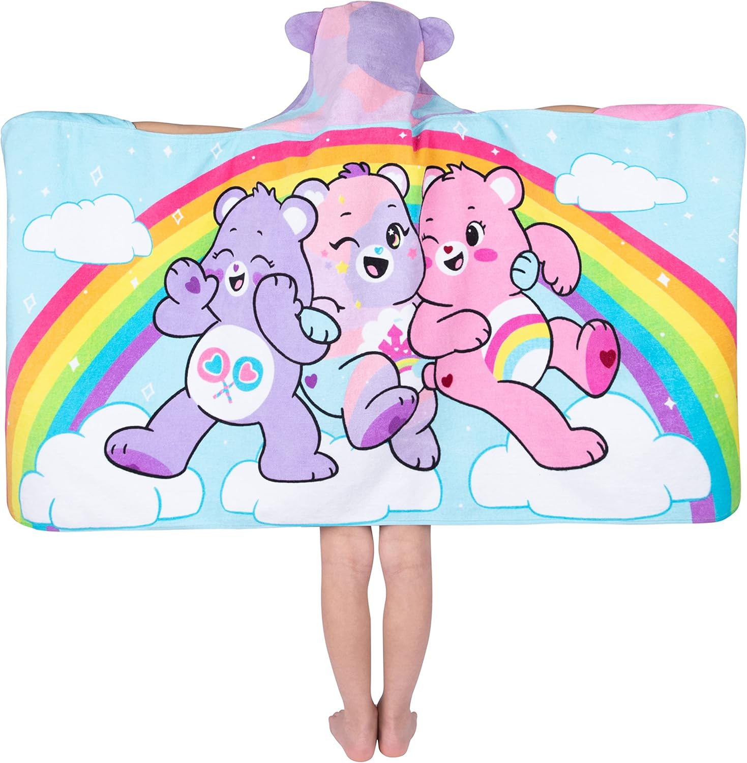 Franco Care Bears Bath/Pool/Beach Soft Cotton Terry Hooded Towel Wrap, 24 in X 50 In, by Kids (HH1893)