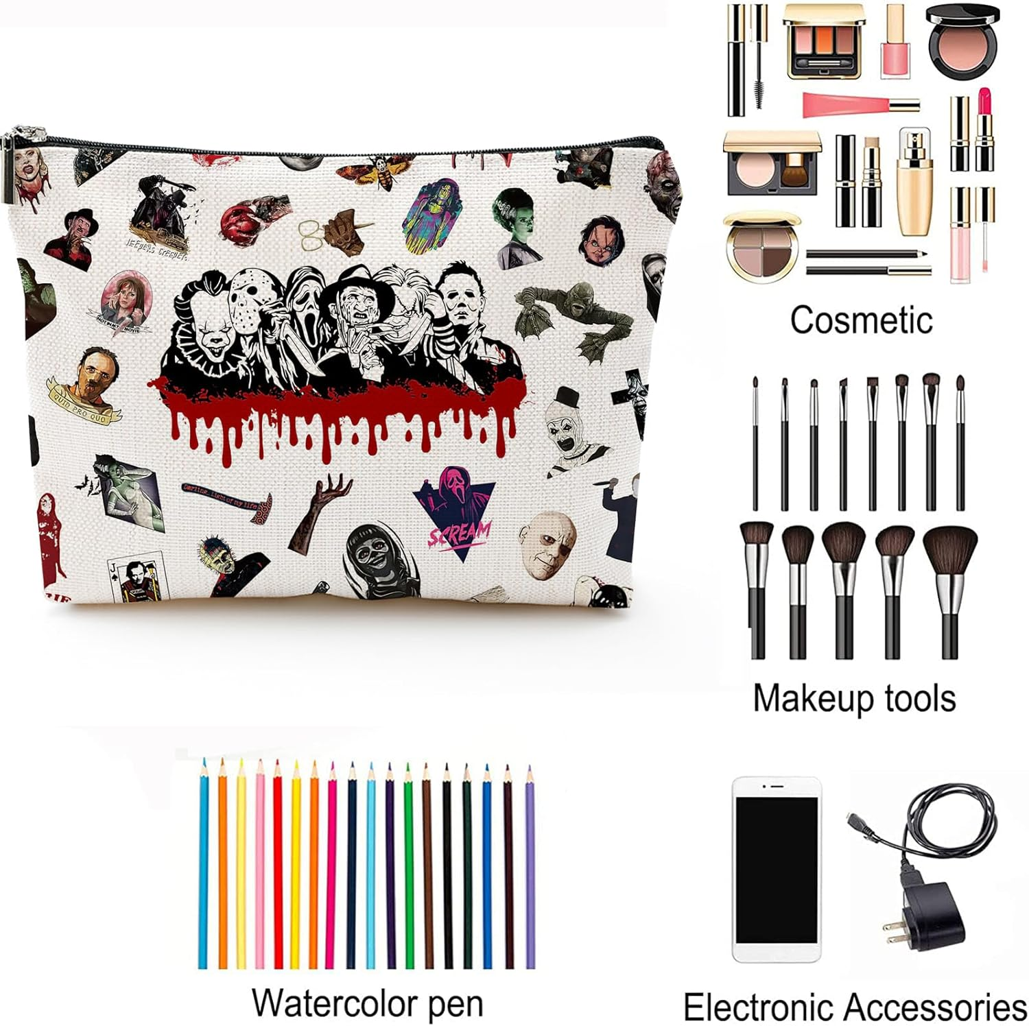 Mix Makeup Bag, Colorful, Horror image number 4