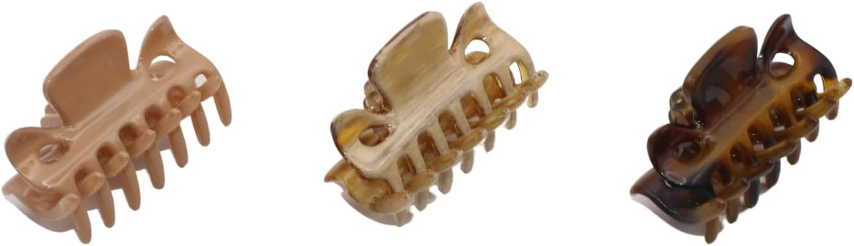 Parcelona French Classic Tortoise Shell Brown Very Small Approx 1 1/2 Inch Hair Claws with Covered Spring - 3 Pieces