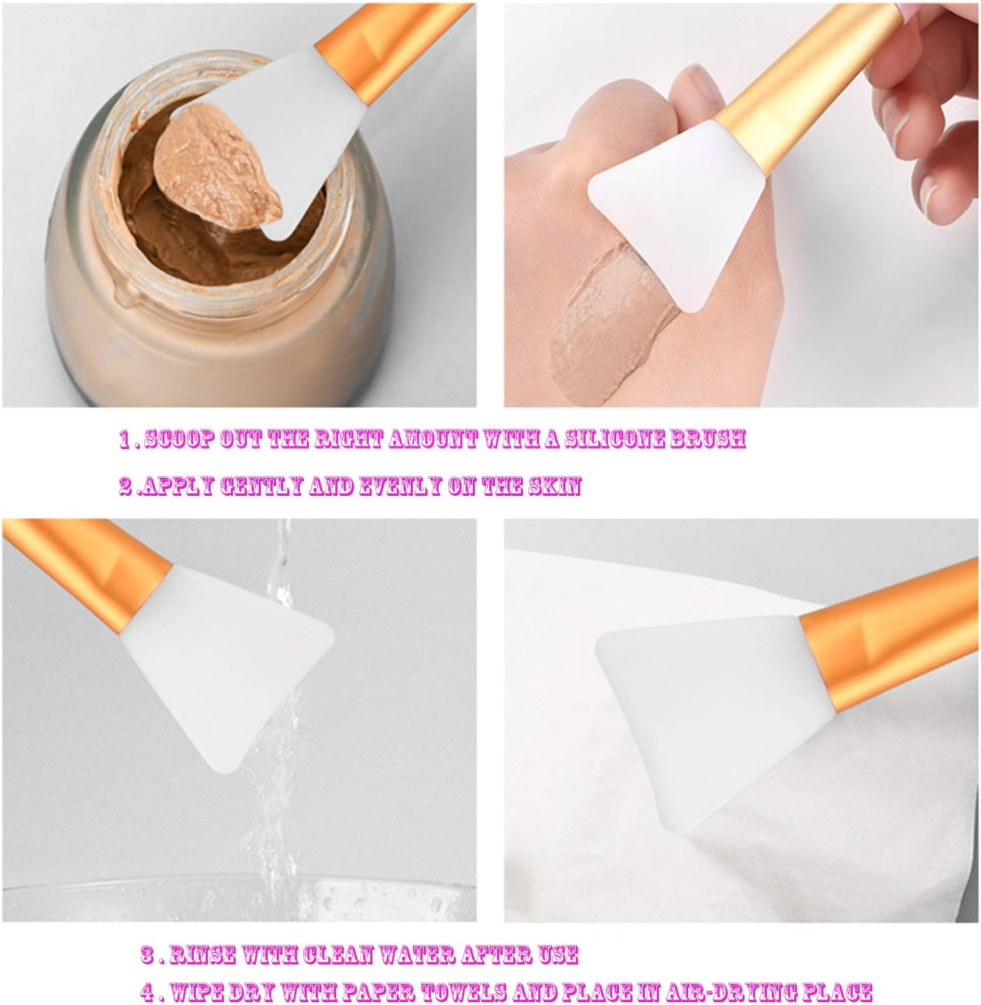 Silicone Face Mask Brush, Mask Beauty Tool, Soft Silicone Facial Mud Mask Applicator Brush 12 Pcs image number 4