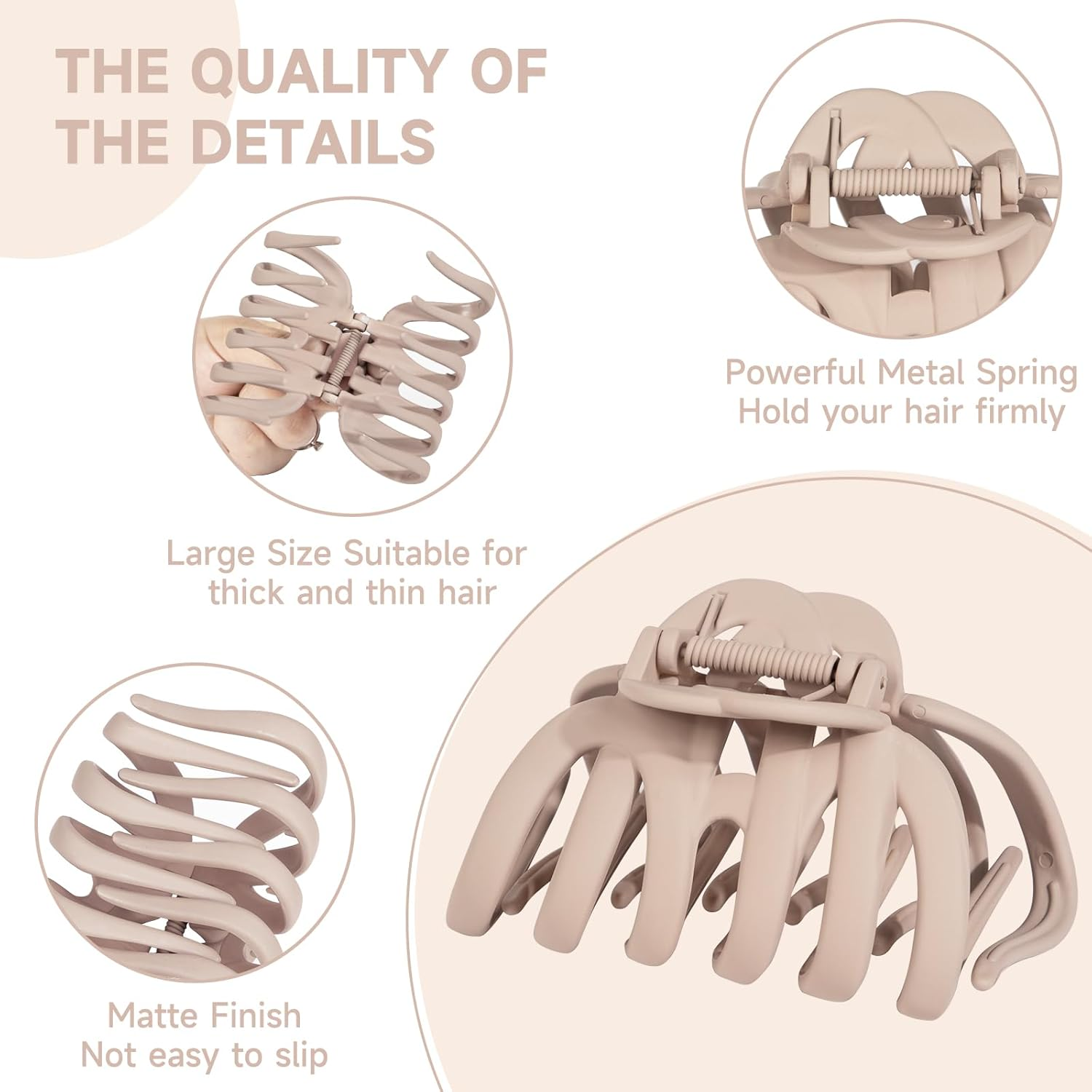 6 Pcs Octopus Hair Claw Clips for Women Girls Thick Thin Hair, Strong Hold Large Hair Accessories Clips image number 4