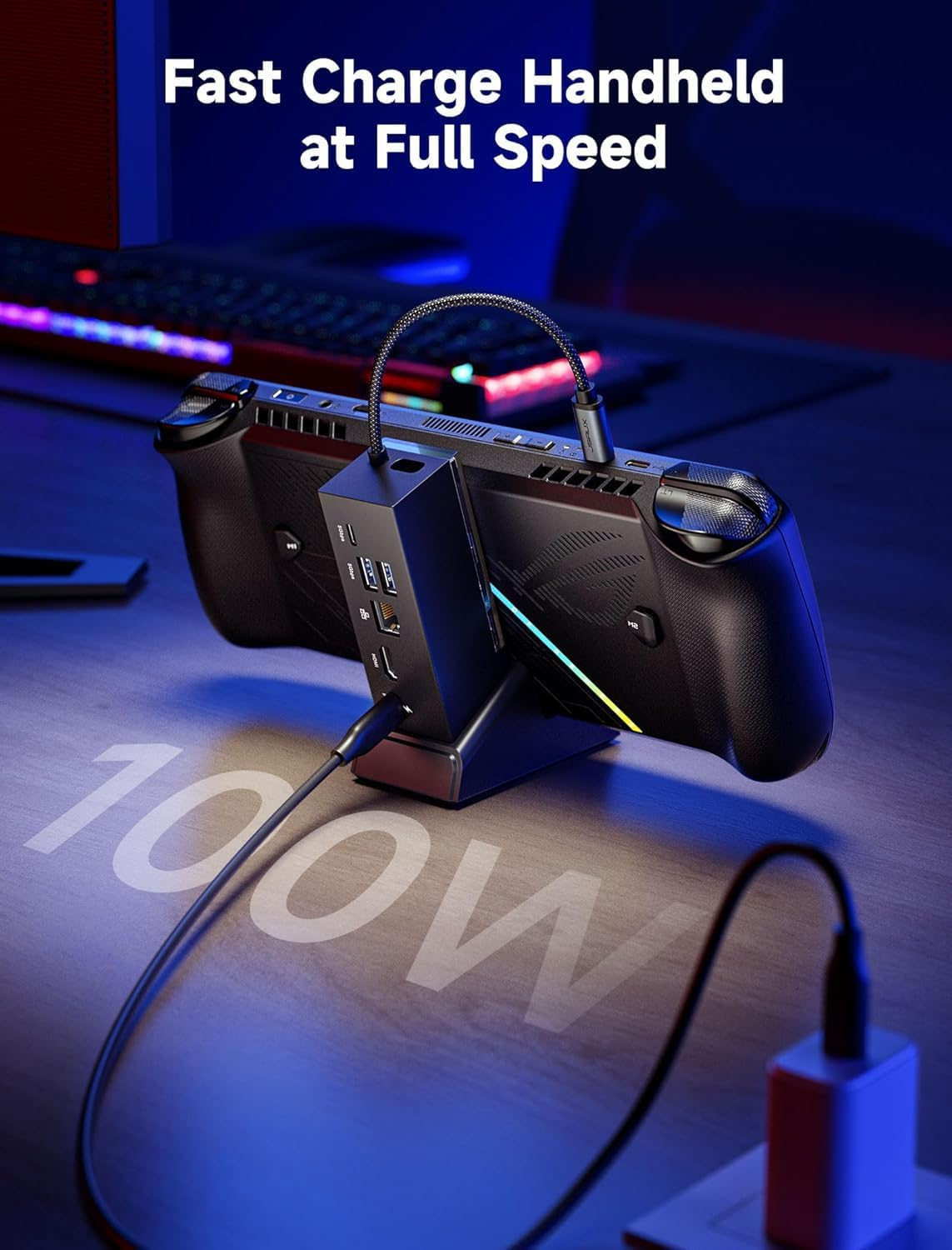 JSAUX Docking Station for ROG Ally X/ROG Ally/Steam Deck/Legion Go, 6-In-1 ROG Ally X Dock with HDMI 4K@120Hz, Gigabit Ethernet, Dual USBA 3.2 Gen 1, USBC 3.2 Gen 1 and PD 100W Charging-Hb0609 Black - White image number 7