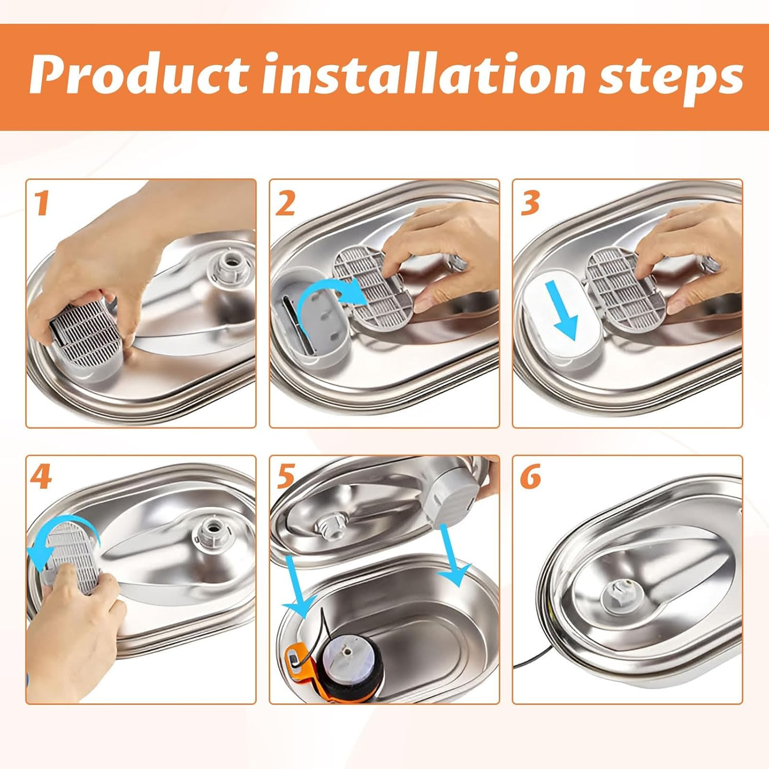 Cat Fountain Filter, 16 Pcs Cat Water Fountain Filter Cartridges, Pet Water Fountain Filter Cartridges, Including 8 Sponges, Suitable for 3.2 Liter Stainless Steel Pet Water Dispenser image number 5