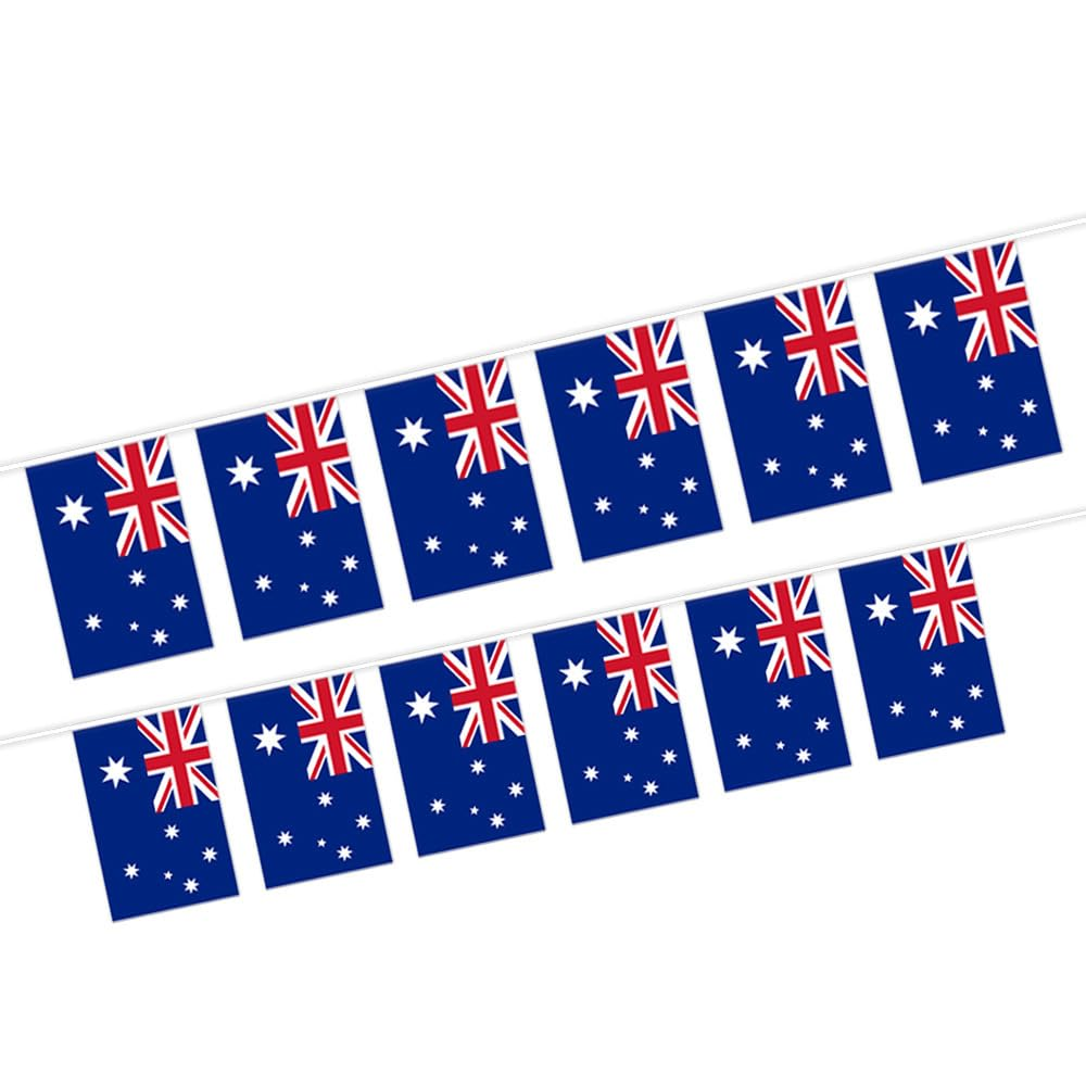 AUPOINT Small Australian String Flags, 20 Pieces, 6 Meters Long, 14 * 21Cm，Mini String Banner Strips, Australian National Decor Rectangle for Holiday Restaurant Home Party School Bunting image number 1