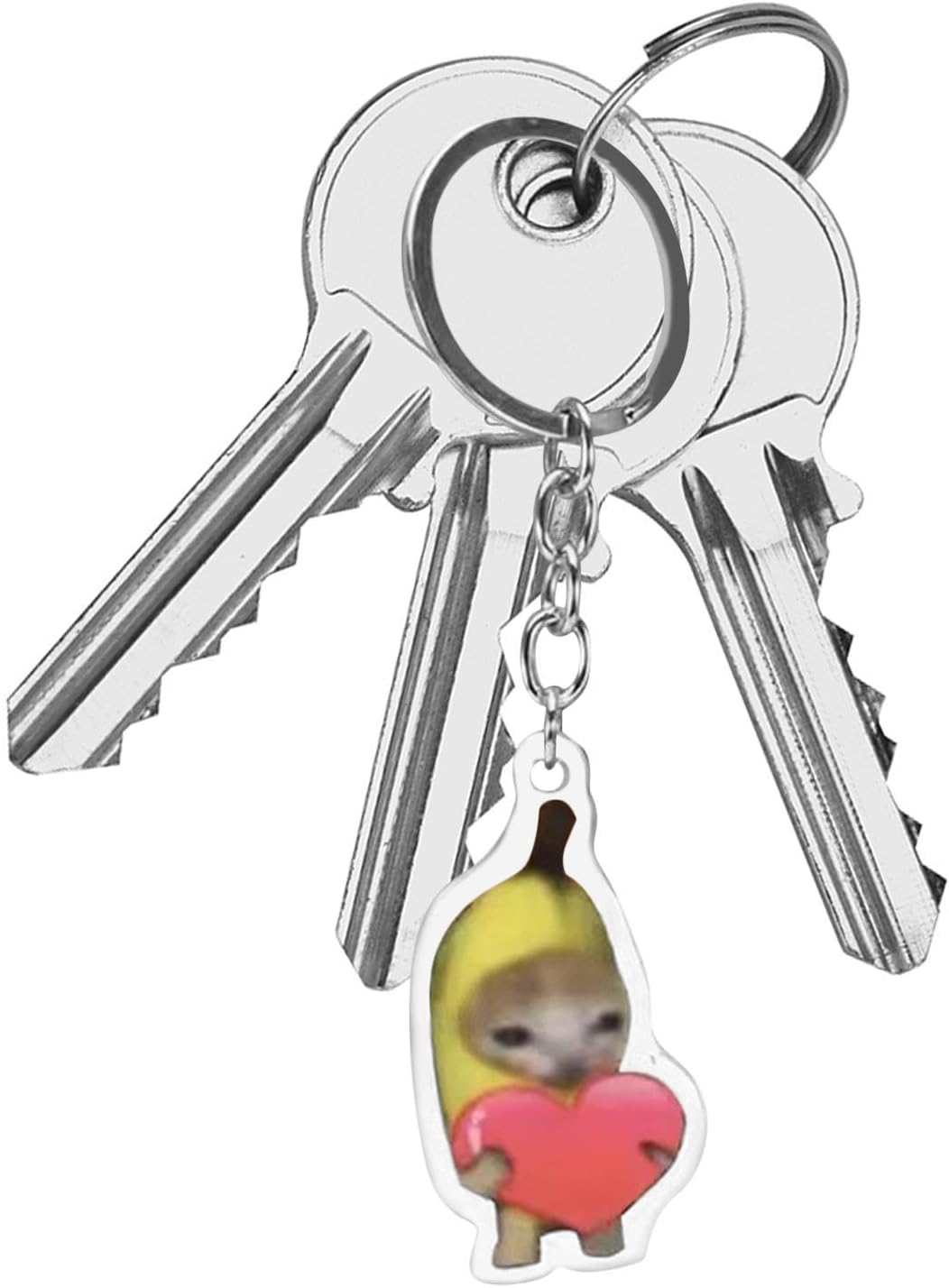 G&eacute;n&eacute;rique Cat Keychain, Cute Crying Sounds Making Keychains, 2D Acrylic Clicker Keychain Toy with Lanyard for Car Keys, Backpacks, Handbags, and Adults