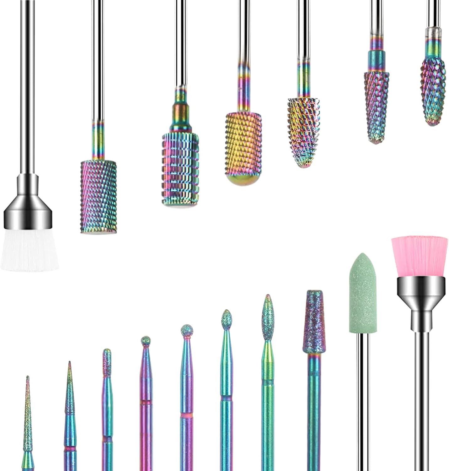 BQAN Nail Drill Bits, 10Pcs 3/32 in Carbide Professional Drill Bit Set for Nail Tech, Remove Acrylic Gel Nails, Manicure with 75Pcs File Sanding Bands (#80#120#180 Grits)