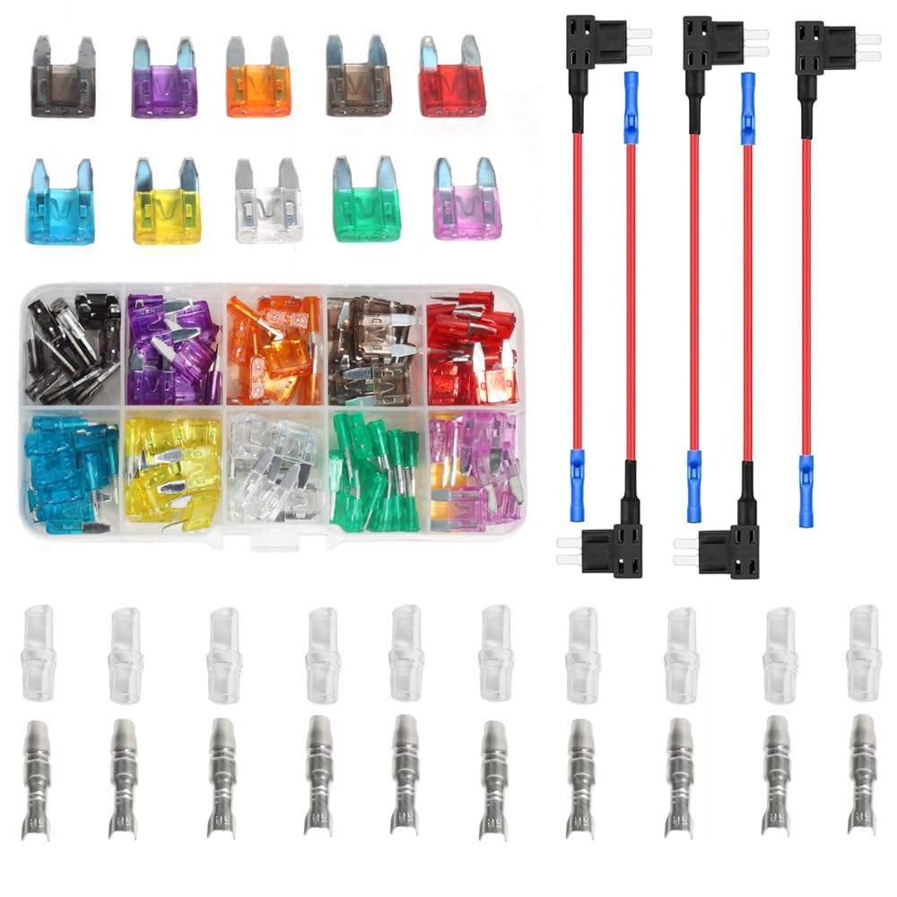 Aikoolwer 12V 5 Pack Car Fuse Assortment Kit Blade Add-A-Circuit Fuse Tap Adapter Automotive Standard LED Auto Fuses Holder Mini Marine RV Camper Boat Truck (2A 3A 5A 7.5 a 10A 15A 20A 25A 30A 35A) image number 2
