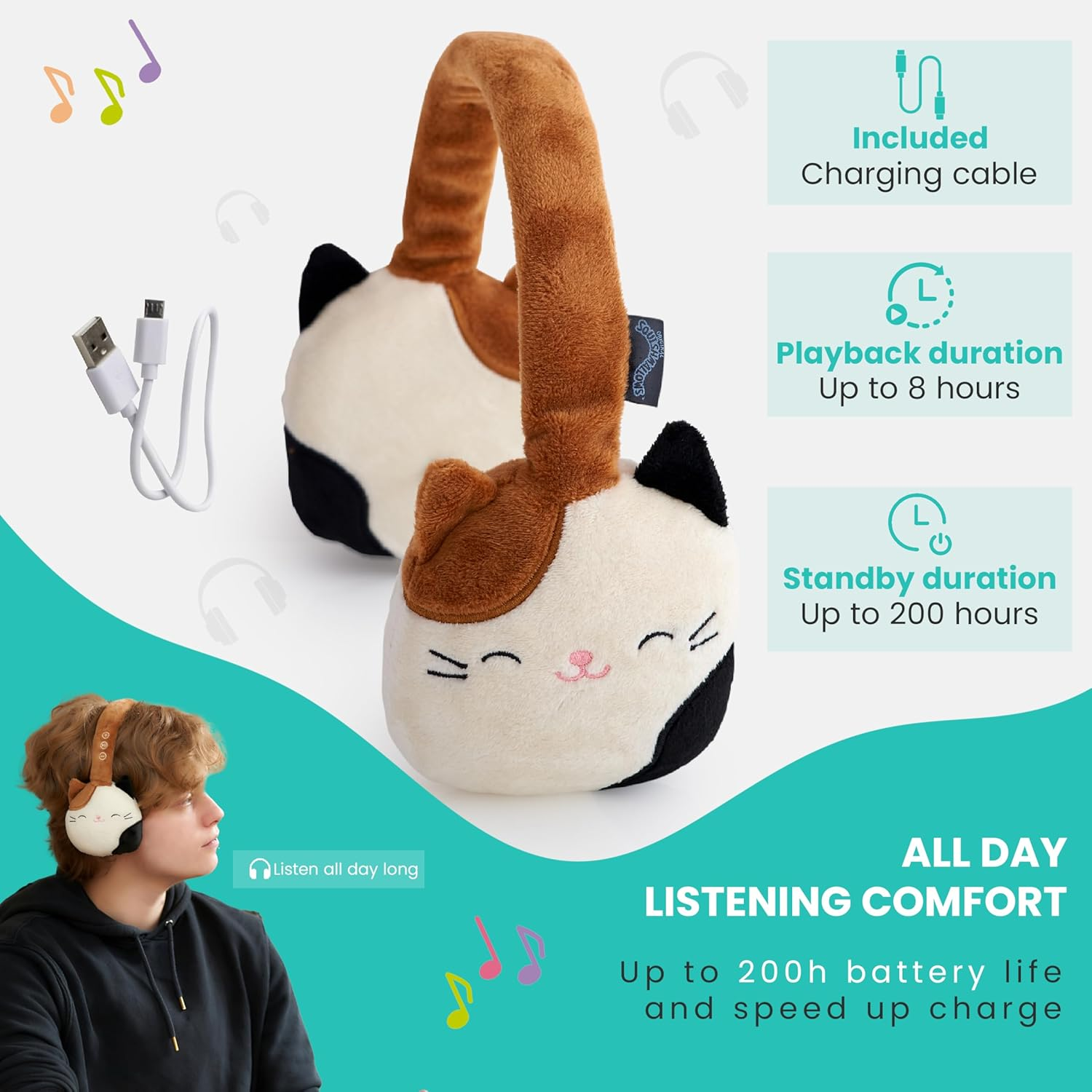 Squishmallows Plush Bluetooth Headphones - Cam image number 3