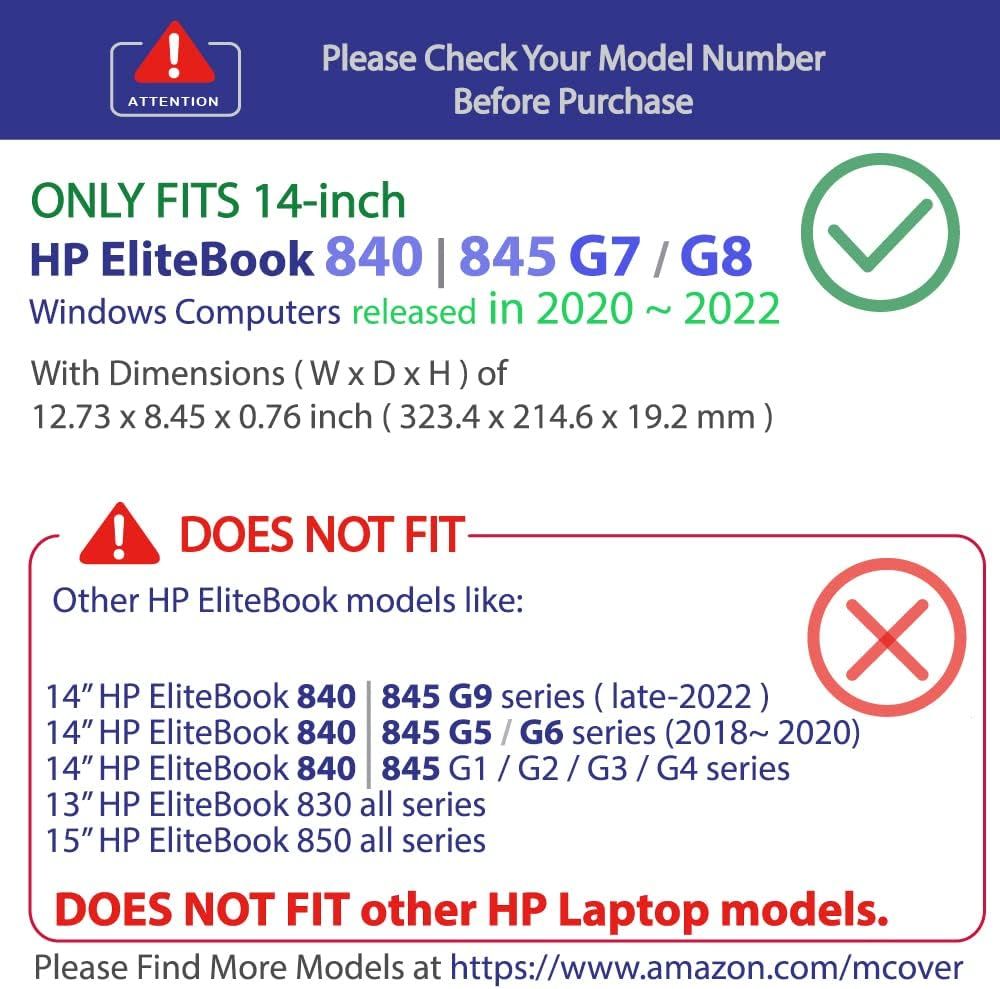 Mcover Case ONLY Compatible for 2020~2022 14" HP Elitebook 840 G7 / G8 (Intel CPU) | Elitebook 845 G7 / G8 (AMD CPU) Series Windows Laptop (NOT Fitting Any Other HP Models) - Purple image number 6
