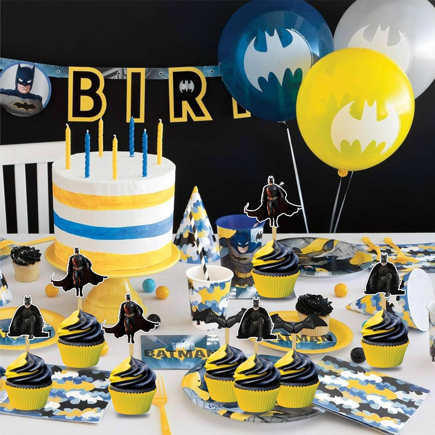 Seyal Btman Cupcake Toppers &ndash; Bold & Fun Superhero Decorations &ndash; Perfect for Btman Themed Birthday Parties, Kids Events & Superhero Celebrations image number 2
