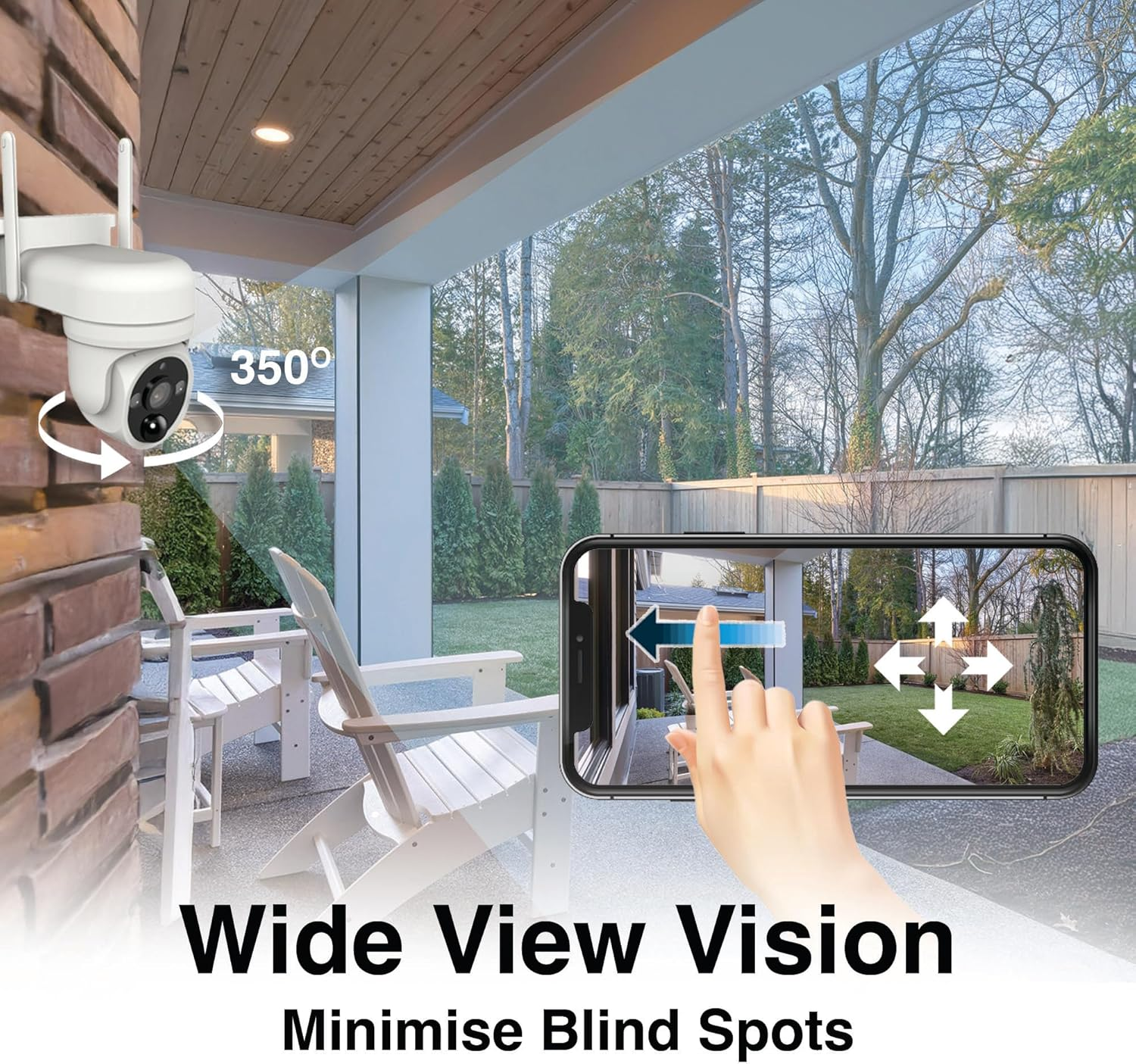 Connect Smarthome FHD Outdoor Pan Tilt Camera with Solar Panel &ndash; 1080P Wi-Fi Security, 350&deg; View, Colour Night Vision, Smart Alerts, 2-Way Audio, Alexa & Google Compatible image number 6