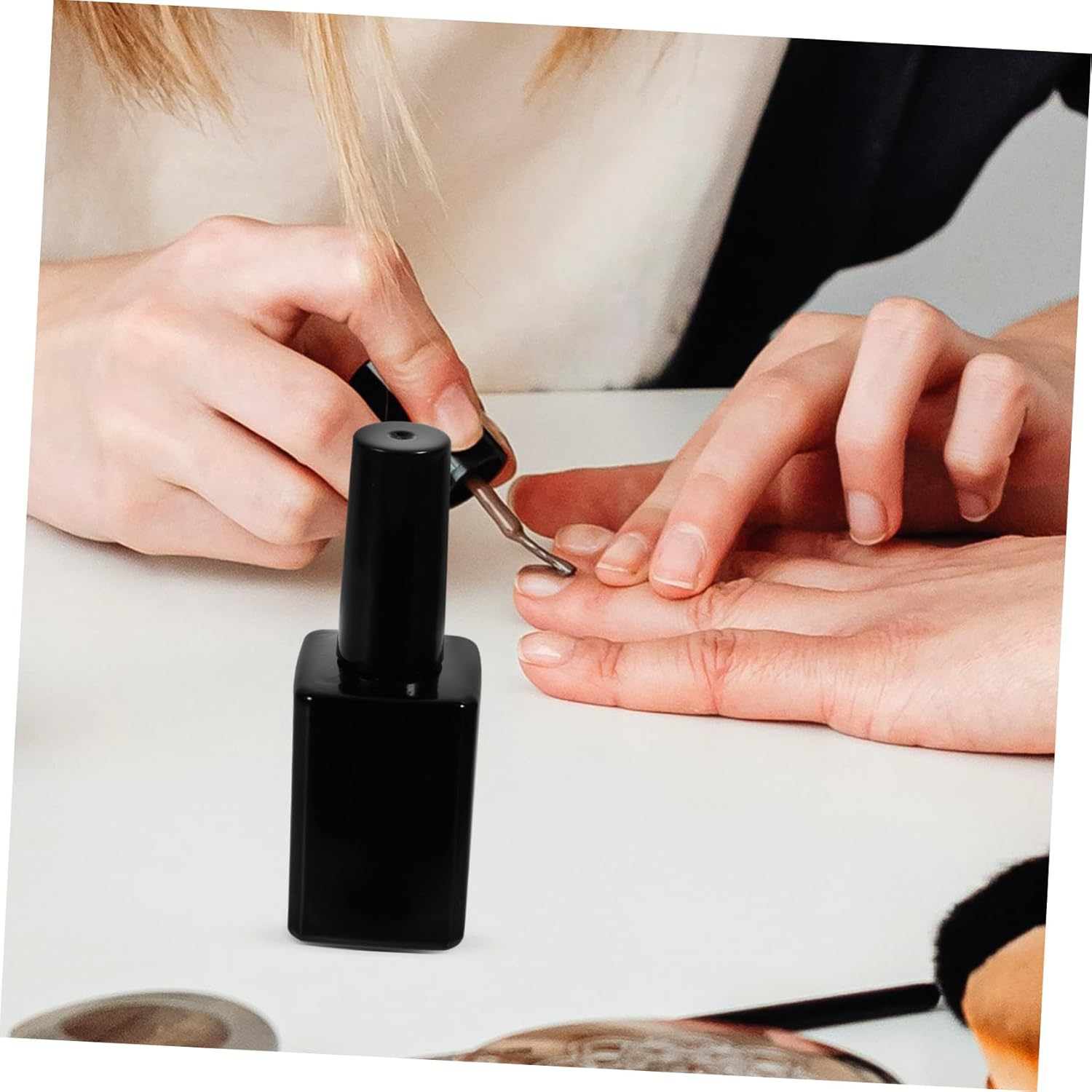 LRXIYODE 6Pcs Small Glass Nail Polish Bottles Armor Bottle Brush for Uv Gel Polish Refill image number 2