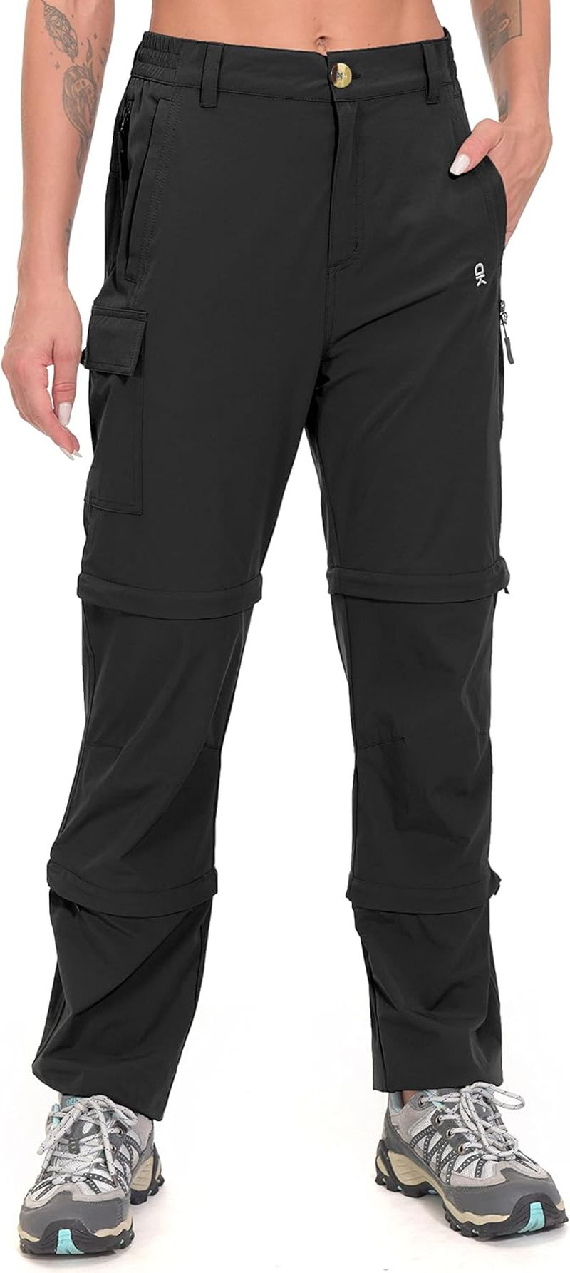 Little Donkey Andy Women'S Stretch Convertible Pants, Zip-Off Quick-Dry Hiking Pants Black Size XS image number 1