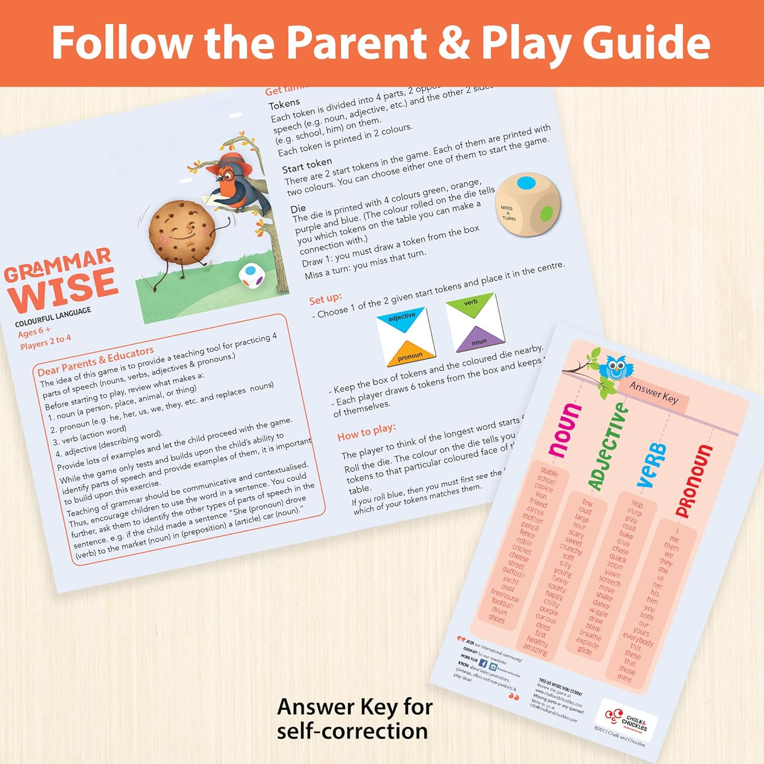 Chalk and Chuckles Grammar Wise Educational Board Game for Kids Ages 5+, Learning & Education Toy, Card Game, Gifts for Boys, Girls for 6, 7, 8, 9 Years image number 3