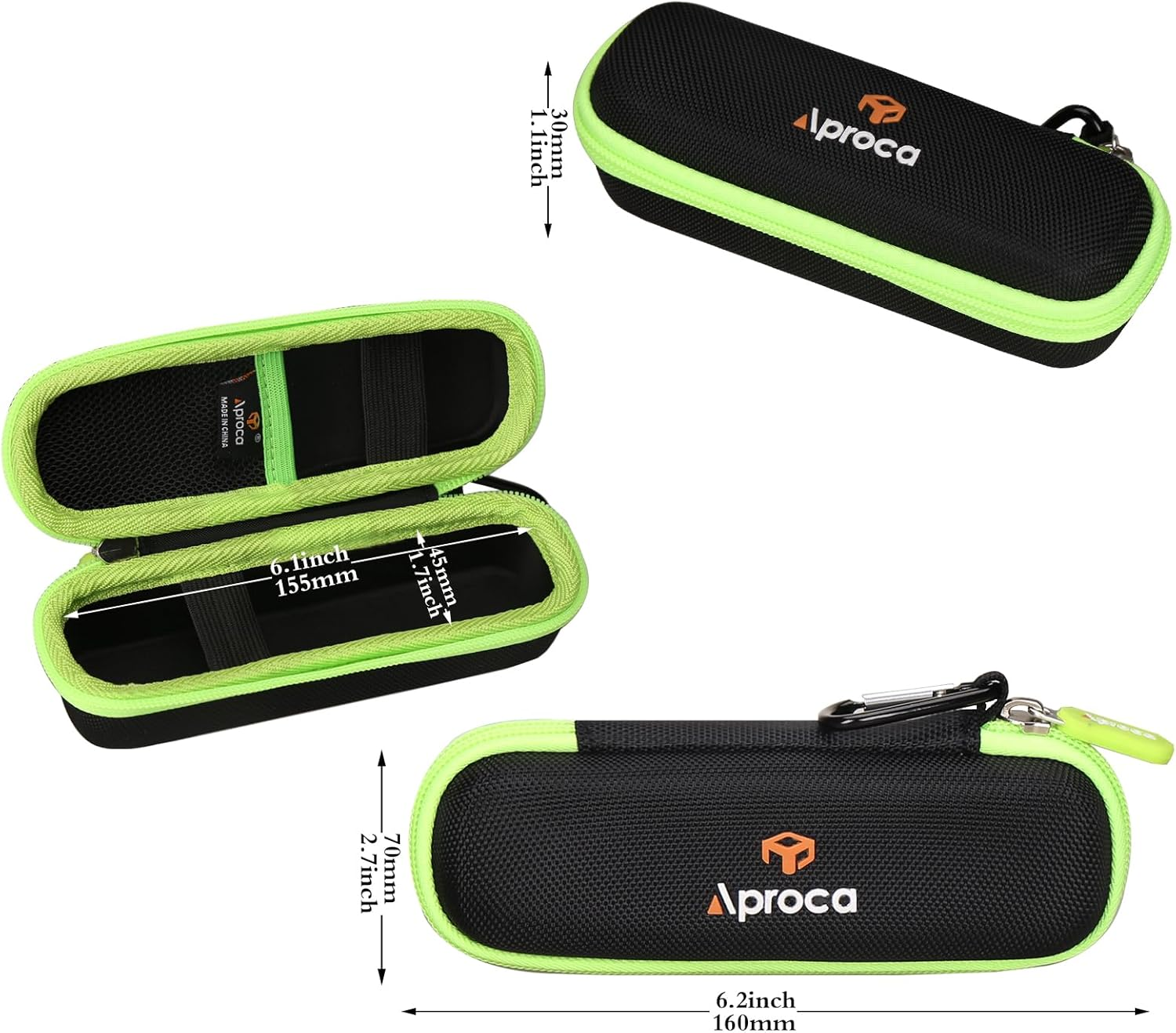 Aproca Hard Travel Storage Carrying Case, for Garmin Hrm-Pro/Hrm-Tri Heart Rate Monitor - Green Zipper image number 6