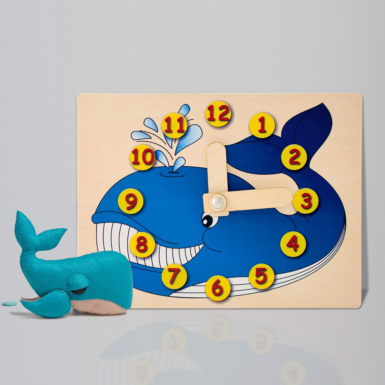 Dida - Educational Clock for Children - Whale - Playfully Learn the Time, a Children'S Learning Clock Made of Wood for Nursery, Preschool and Home image number 1