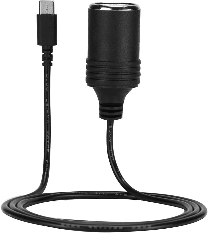 USB C PD 45W 12-15V/3A Type C Male to Cigarettes Lighter Socket Female Converter Cable 1M for GPS DVR Car Camera image number 3