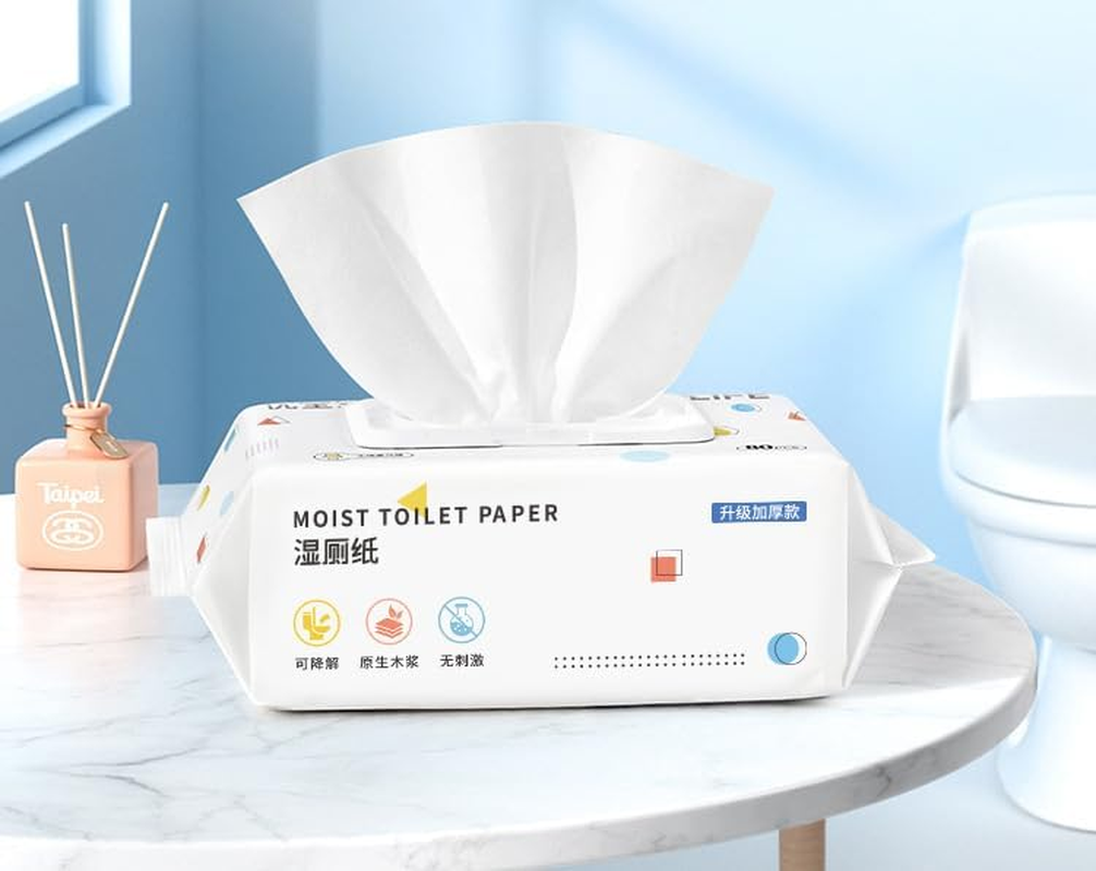 Mumoo Bear Wet Toilet Paper, Adult Flushable Wipes - 1 Pack/80 Wipes in Total (1 Packs of 80 Each) | Plant-Based Fibers for Direct Skin Contact and Toilet-Friendly Use in Personal Cleansing Routine image number 1