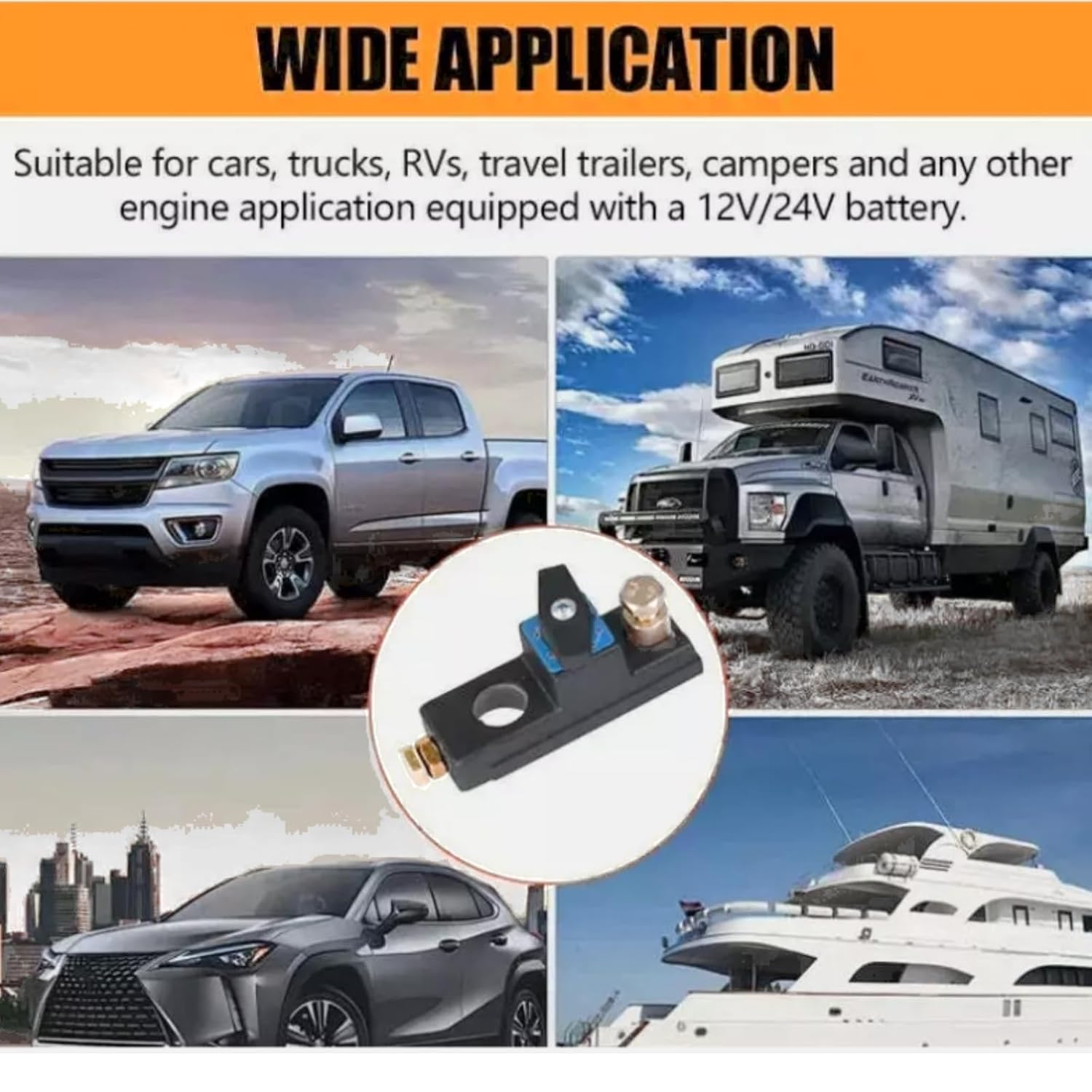 MTJNYZA 12V 24V Heavy Duty Car Battery Isolator Switches,Disconnect Isolator Cut off S-Witches,Universals Battery Terminal Anti-Leakage Switches for Car Truck Boat image number 3