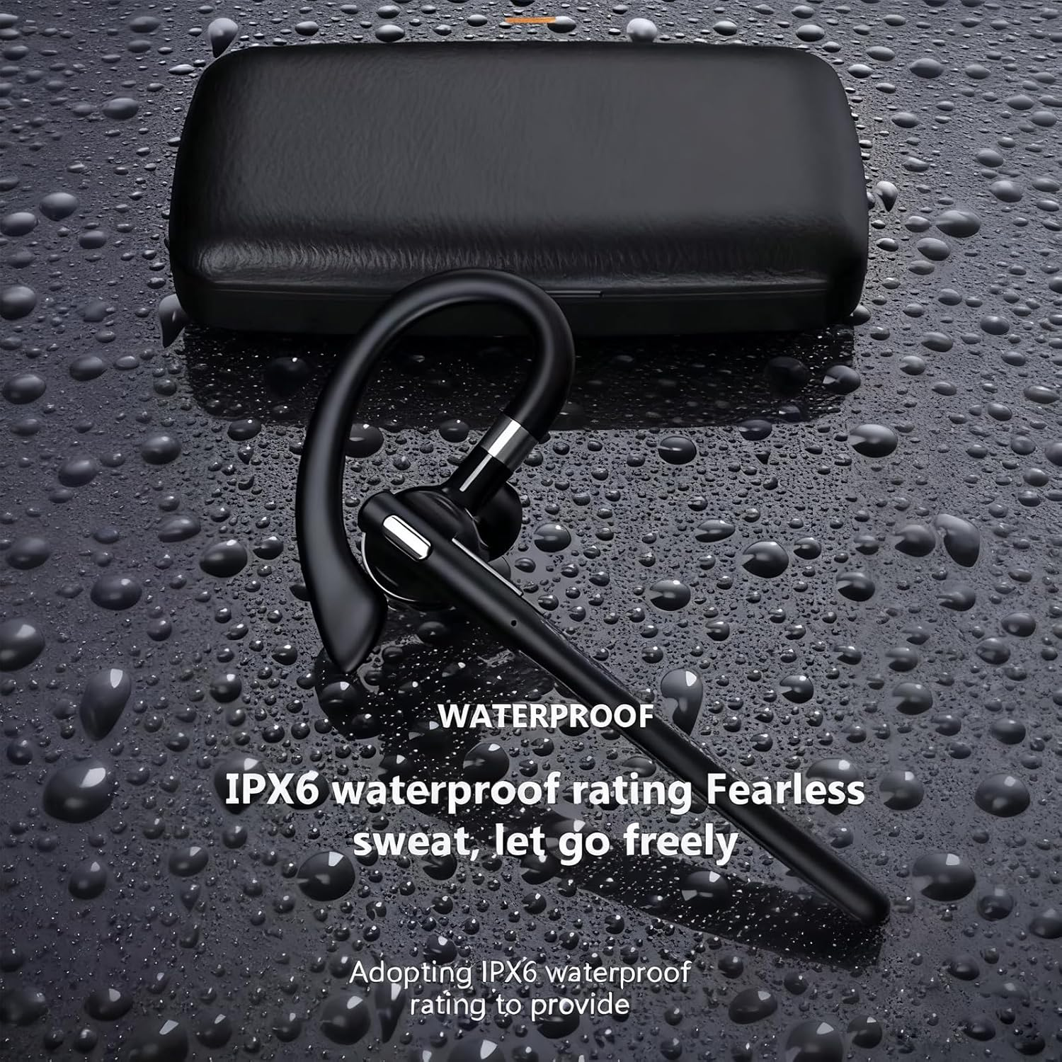 Bluetooth Headset, Wireless Bluetooth 5.4 Earpiece Single-Ear Headset Hands-Free Earphones,In Mic with Charging Case,Dualable Hands-Free Headphones with Built-In Mic for Work Trucker Office Meeting image number 5