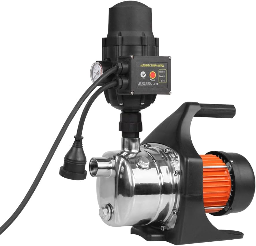 Giantz Water Pump, 800W Electric High Pressure Garden Pumps Controller Irrigation for Pool Pond Tank Home Farm, Portable Automatic Switch Anti-Rust Stainless Steel Body Yellow Black image number 6