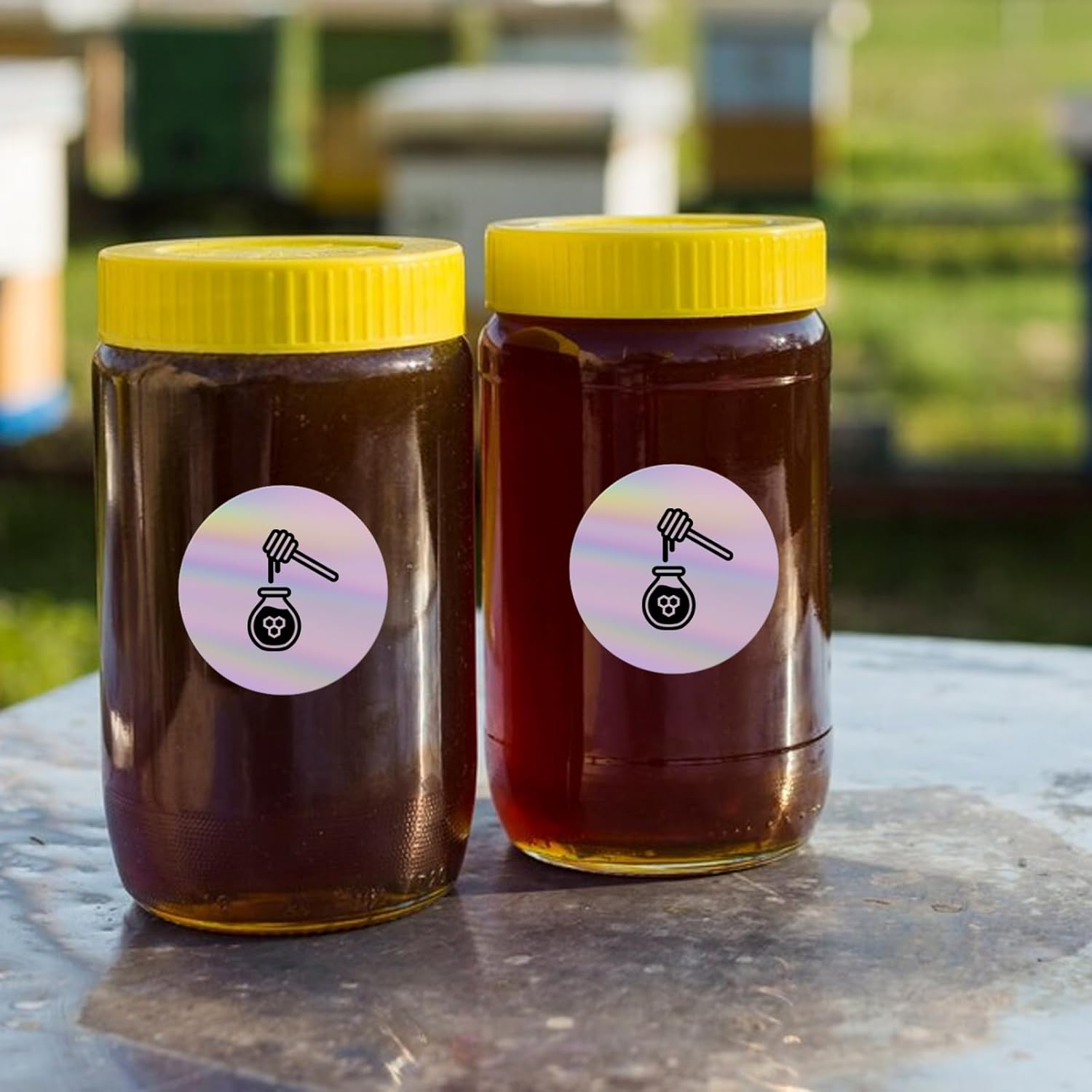 YKIADA Holographic round Thermal Labels Vinyl Purple 2 Inch Self-Adhesive Laser Direct Circle Stickers Roll Waterproof Printable Decals for QR Code DIY Name Tag 200 PCS image number 5