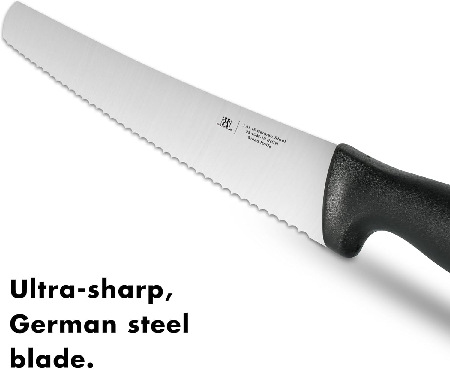 Bread Knife, 10 Inch Serrated Sourdough Slicer Cutter for Homemade Bread, 1.4116 German Steel, Ergonomic Anti-Slip Handle (Black, 10 Inch) image number 1