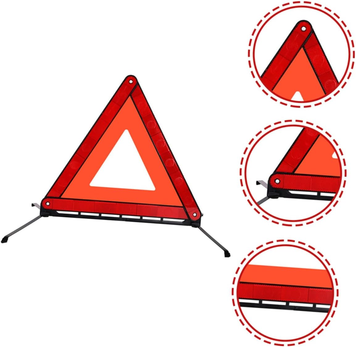 Foldable Reflective Emergency Warning Triangle Tripod Stand, Road Trip Essential Safety Triangle for Adults, Portable Car Breakdown Safety Sign image number 2