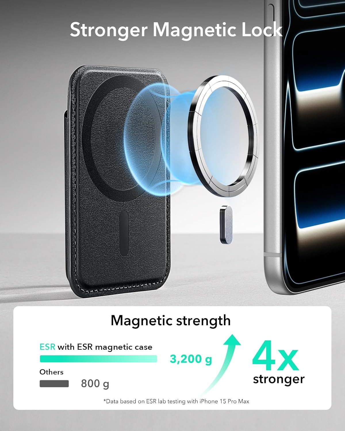 ESR for Magsafe Wallet, 5-Card Holder with RFID Blocking, Magsafe Sticker Included, Slim Magnetic Wallet for Iphone 17/16/15/14/13/12 Series and Selected Samsung Devices, Not for 13/12 Mini, Black image number 1