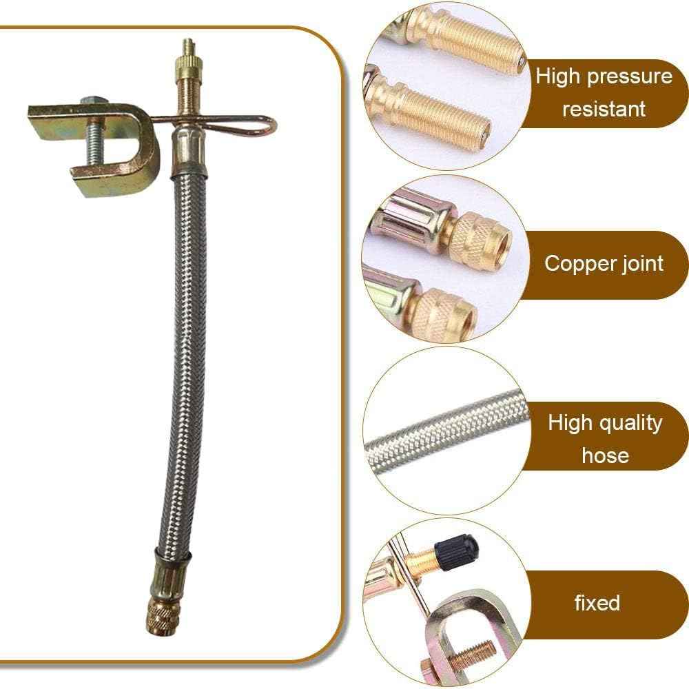 Ianulus Valve Extension, 4 Pieces Tyre Valve Extenders Adapter, Extension Tire Valve Adaptor with 2 Clamps for Heavy Vehicle Tire Wheel like Camper, Truck, Bus, Rv Car, Trailer (18Cm/7.08Inch) image number 2