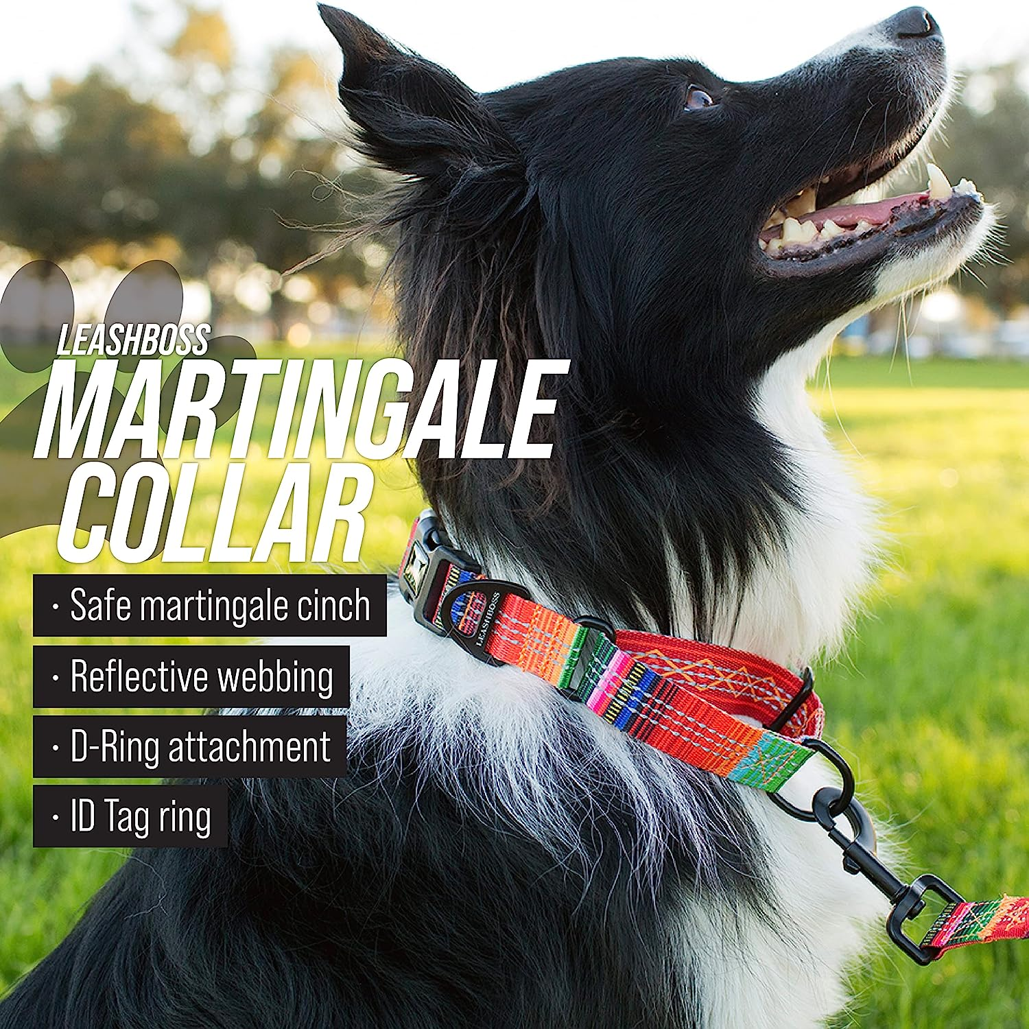 Leash Boss Martingale Collar for Dogs | Reflective Nylon Dog Collar for Large Dogs, Medium and Small Dogs | No Pull Pet Training Collar | Quick Release Buckle, Adjustable Pet Collar