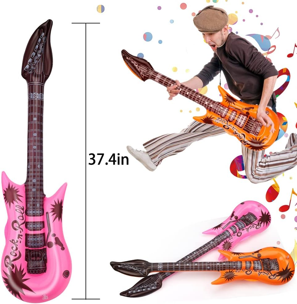 LNCOJOLM Inflatable Musical Instrument Props, 10Pcs: Guitars, Saxophones, Microphones, Boom Box, Glasses - Music Theme Balloons for Kids, Unisex - Children'S Party & Event Decoration
