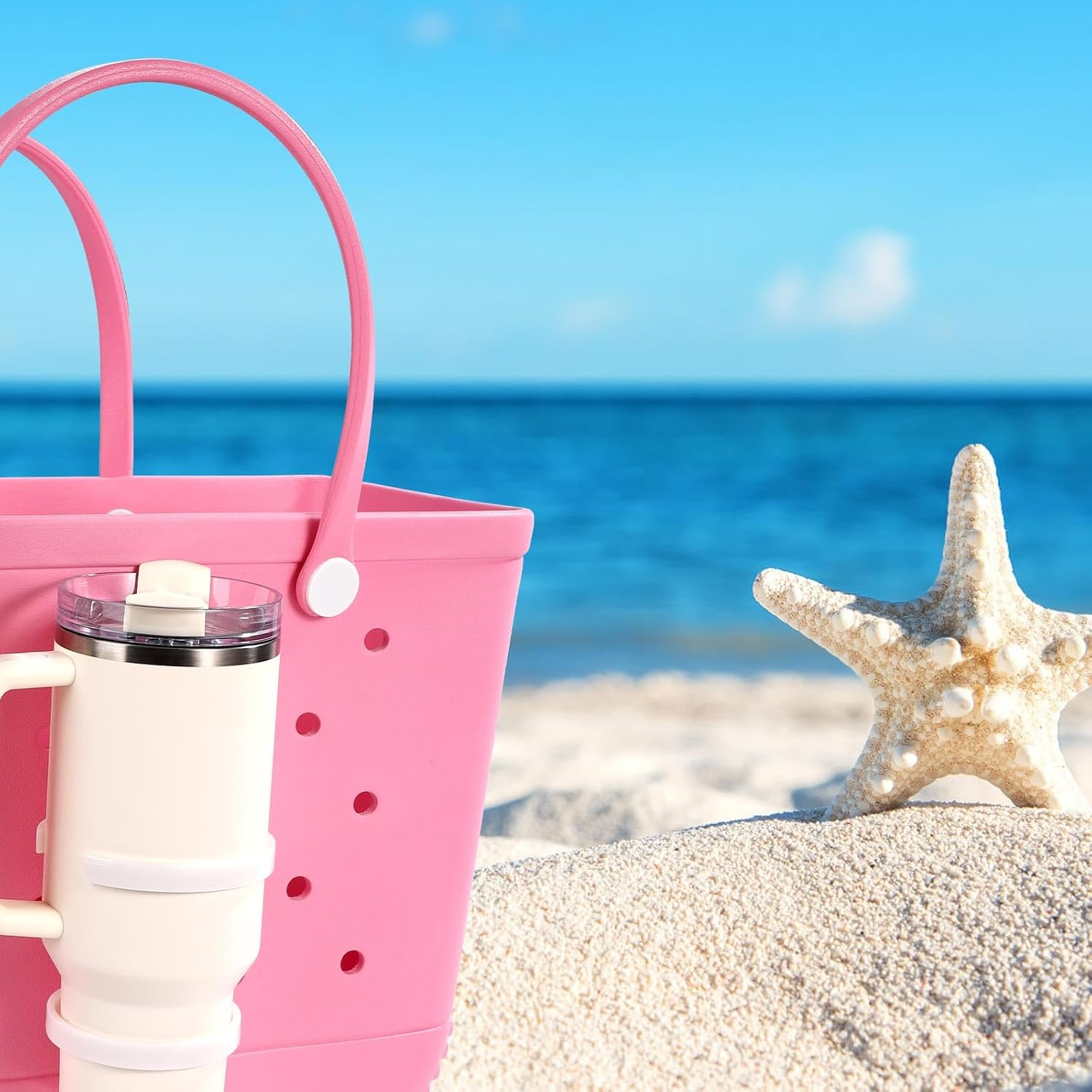 Lyreh 2Pcs Cup Holder for Bogg Bag, 2 Sizes ABS Practical Water Bottle Storage Holder Suitable Water Bottle Organizer Accessories for Stanley Cup 30Oz 40Oz (White) image number 3