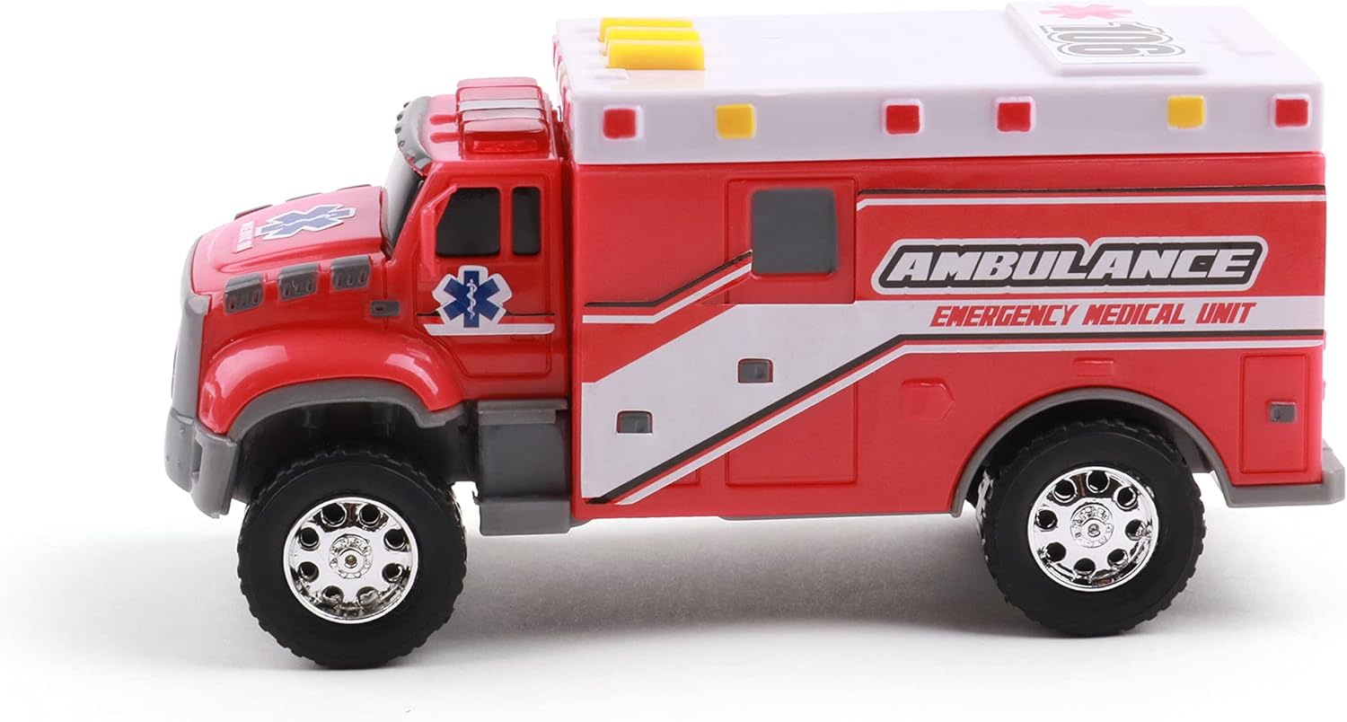 Mighty Fleet Toughest Minis 5" Tough Cab Ambulance Toy W/Lights & Sounds, Realistic Design & Batteries Included - Age 3+ image number 2