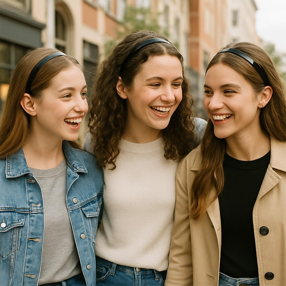 Pack of 6 Hair Bands, Black Plastic Headbands, Non-Slip Headband with Non-Slip Teeth for Men and Women, Plain Headbands