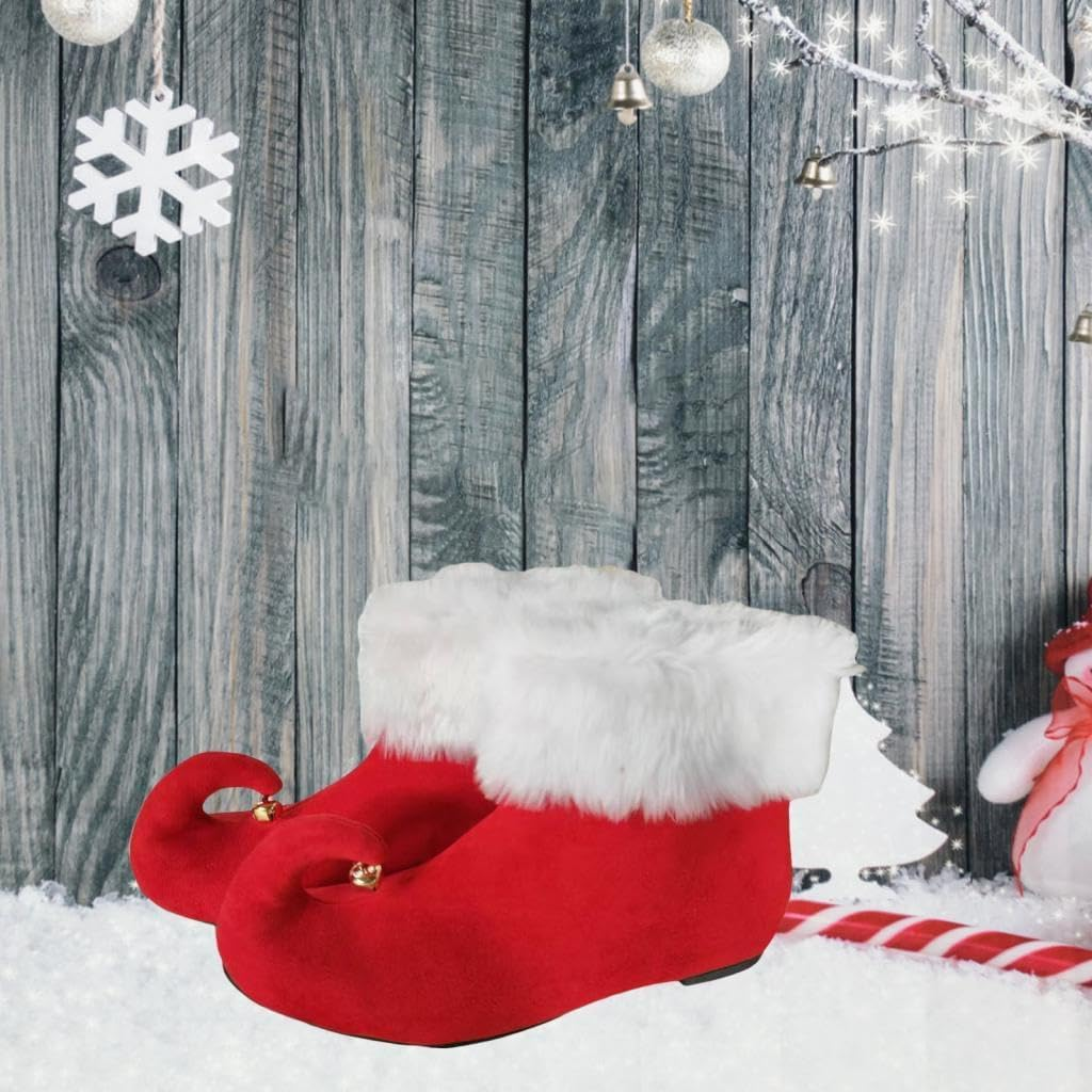 1 Pair of Red Christmas Elf Shoes for Adults for Christmas Halloween Festive Length 24Cm image number 3