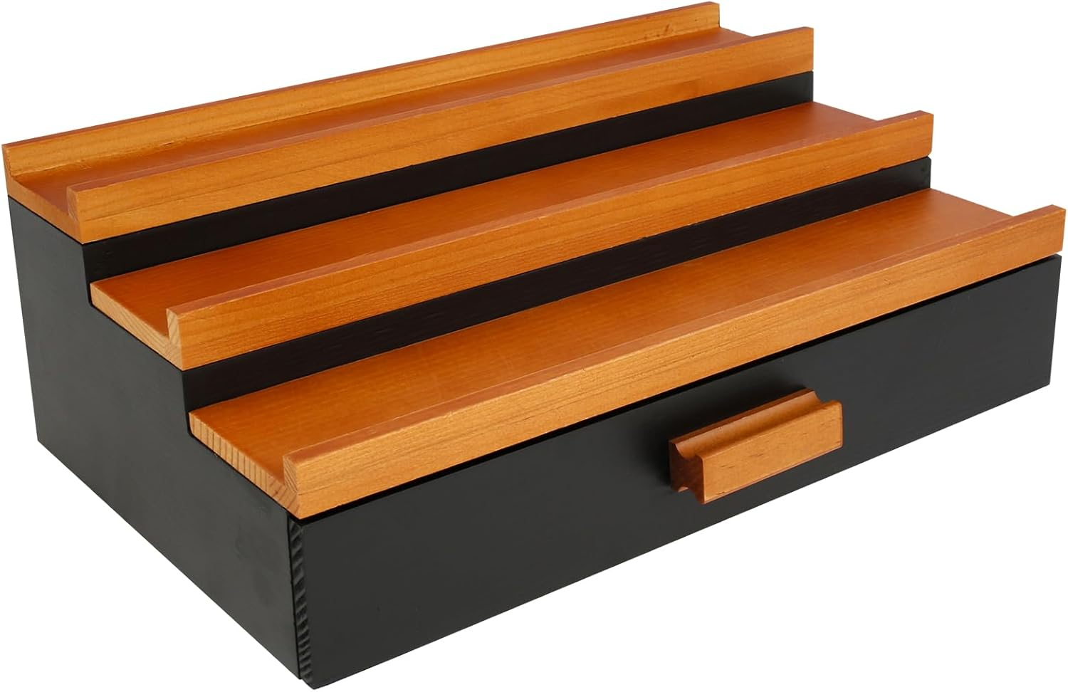 3-Tiers Wood Display Risers Stand, Perfume Storage Display Stand, Versatile Cologne Shelf with Drawer, Elegant Perfume Organizer Steady Cologne Organizer for Home Bedroom (B Set)