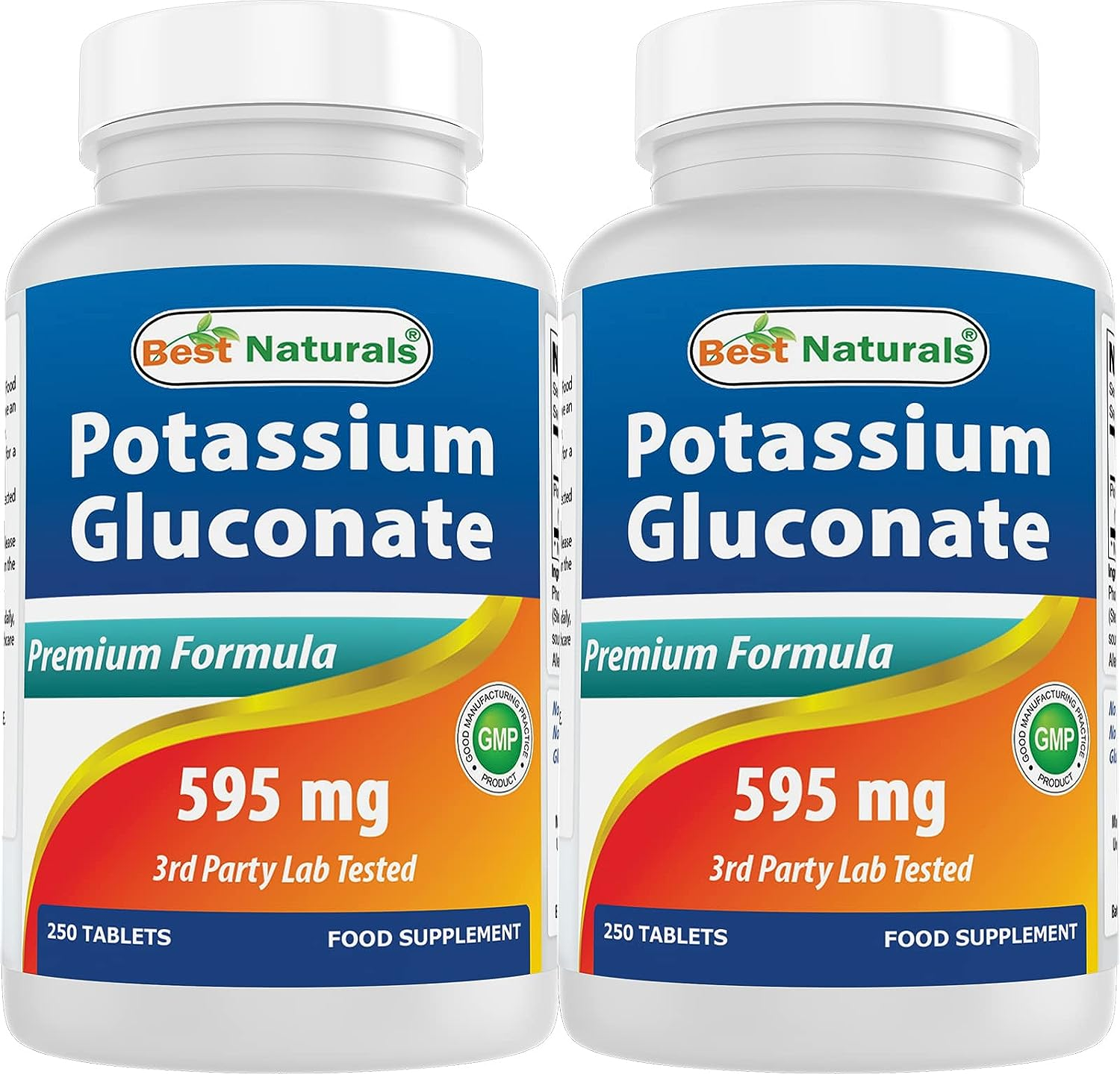 Best Naturals Potassium Gluconate 595 Mg 250 Tablets (250 Count (Pack of 2)) image number 1