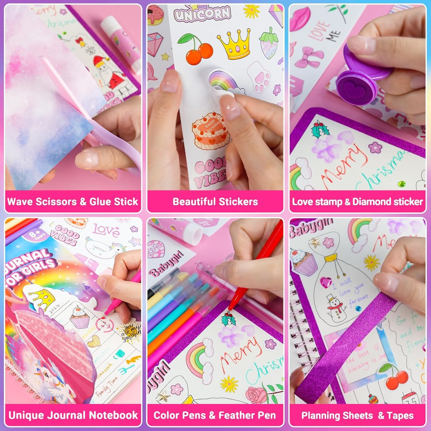 ZMLM DIY Journal Kit for Girls, Gifts for 6 7 8 Year Old Girl, Journal Set Scrapbook Kit Diary Supplies Stationery Set for Girls, Journaling Art Crafts Kit Stuff Birthday Gifts for Girls 6 7 8 9 10 11 12 image number 3