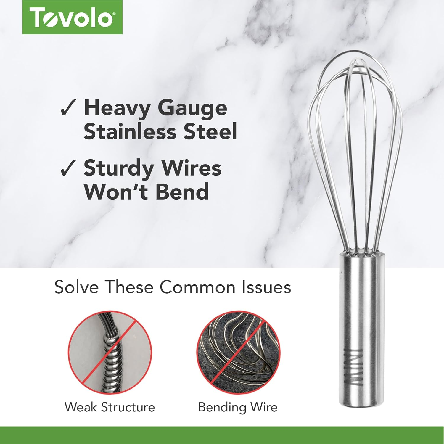 Stainless Steel Mini Whisk, 6" - Kitchen Mini Whisks for Cooking, Blending, Mixing, Stirring, Whipping & Beating - Whisking Tool as Mixer, Frother & Stirrer - Dishwasher Safe Whisker image number 4