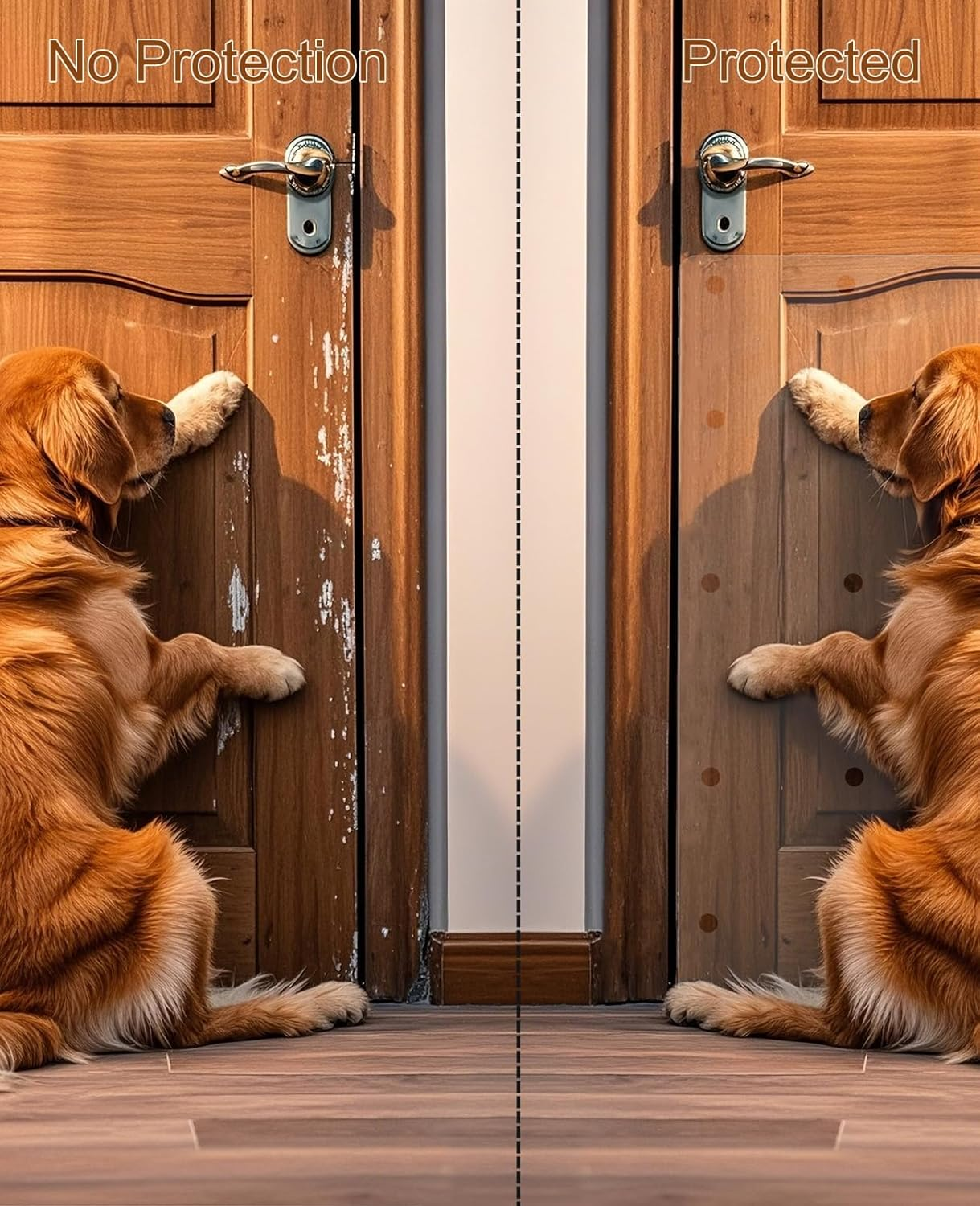 Door Protector for Dogs and Cat, Flexible Door Guard Cover, Self-Adhesive, Custom-Cut Door Shield for Pets to Protect Your Door & Wall Size 43'' X 16'' image number 1