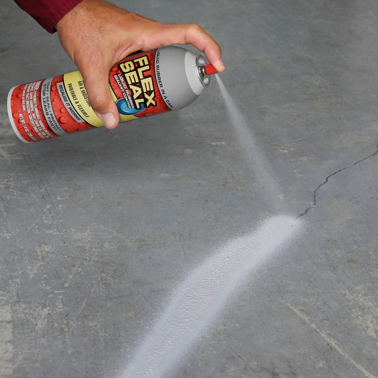 Flex Seal, 14 Oz, White, Stop Leaks Instantly, Waterproof Rubber Spray on Sealant Coating, Perfect for Gutters, Wood, RV, Campers, Roof Repair, Skylights, Windows, and More image number 1