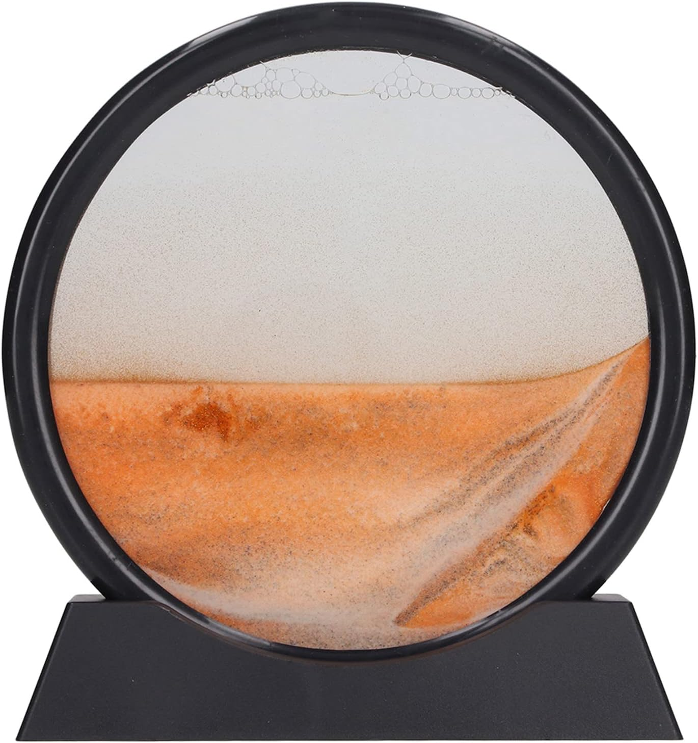 Moving Sand Art Picture, round Glass 3D Deep Sea Sandscape in Motion Display, Quicksand Painting Decor, Relaxing Desktop Toy for Kids, Adults, Home and Office Decor (Yellow)