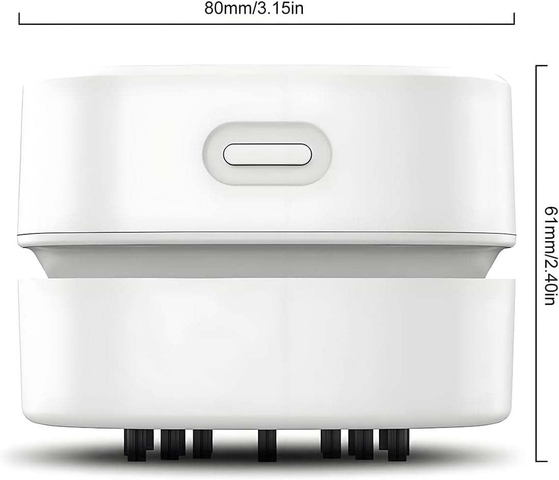 QUMOX Mini Desk Vacuum Cleaner &ndash; Cordless USB Rechargeable Tabletop Cleaner with 1400Mah Battery, Powerful Suction, for Keyboard, Dust, Crumbs, Paper Shavings, and Pet Hair (White) image number 6
