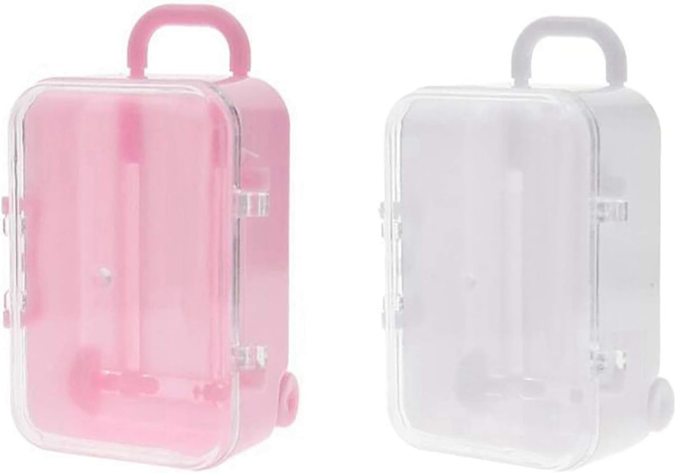 Mellisso 2X White/Pink Mini Roller Travel Suitcase Candy Box Personality Wedding Candy Box Luggage Trolley Case Candy Toy Small Storage Box image number 6